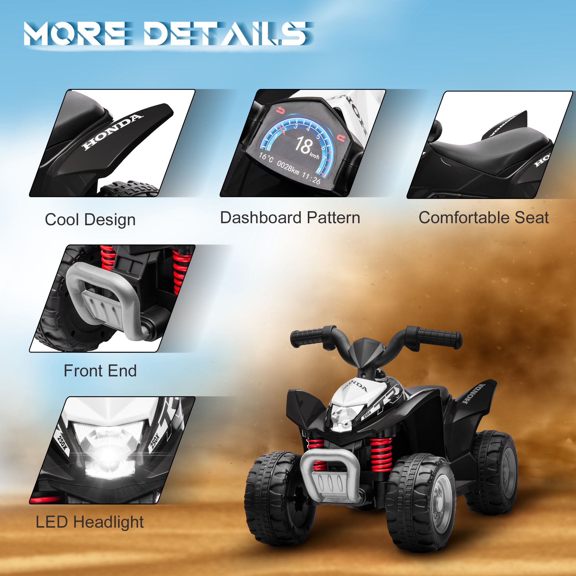 AIYAPLAY Honda 6V Kids Electric Quad Bike