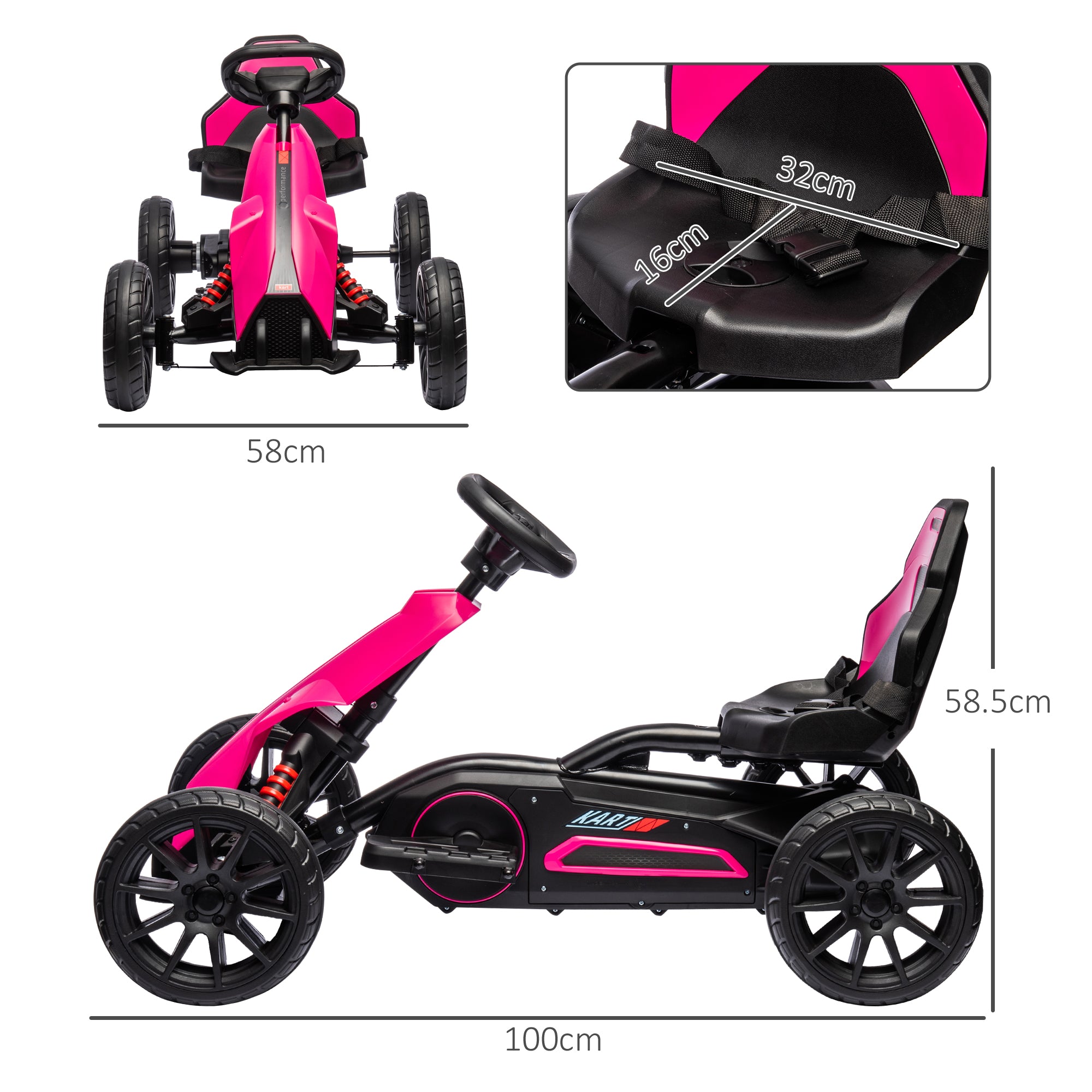 HOMCOM 12V Kids Electric Go-Kart - Pink
