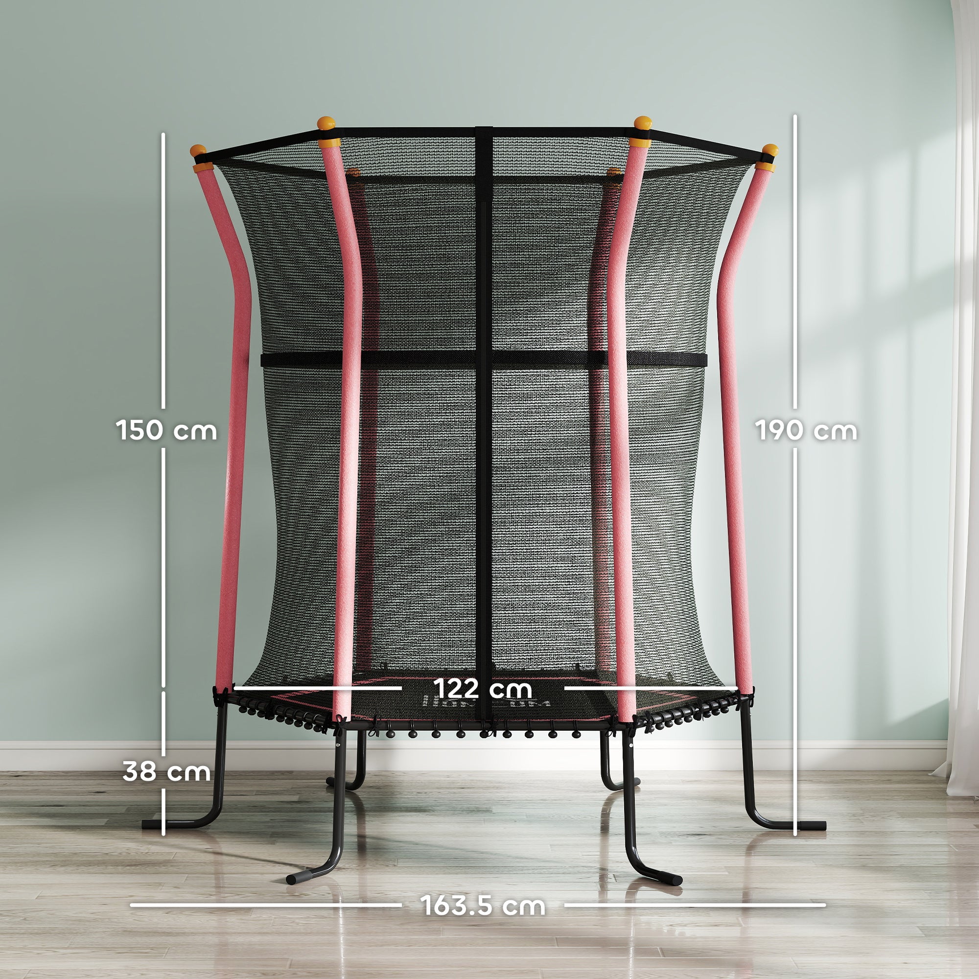 HOMCOM Kids Trampoline Mini Bouncer with Enclosure Safety Net For Ages 3-10 Years 3