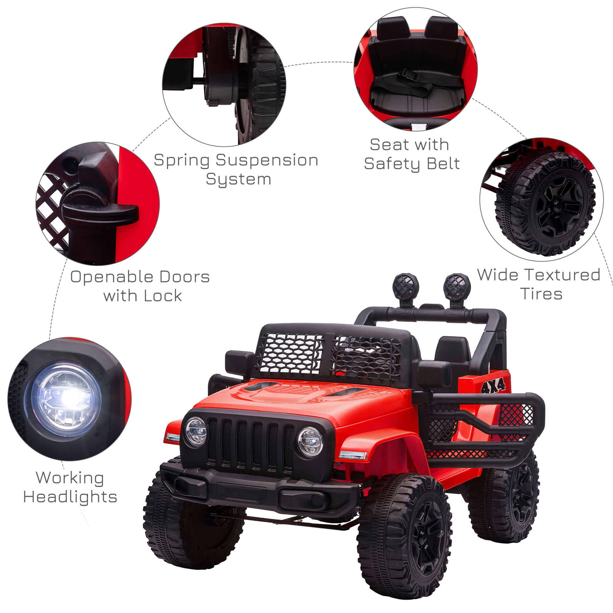 HOMCOM 12V Kids Off-Road Ride-On Car / Truck - Red