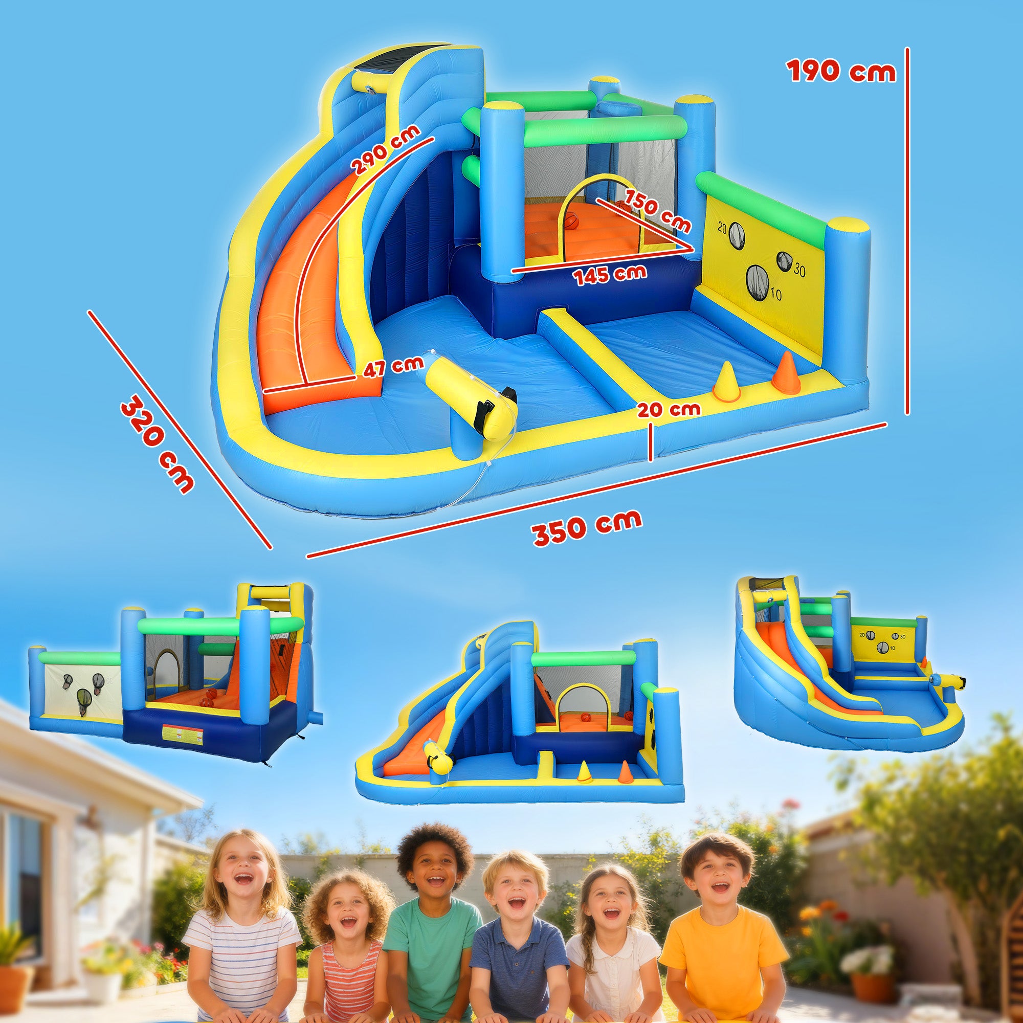 AIYAPLAY 8-in-1 Bounce House with Water Cannon