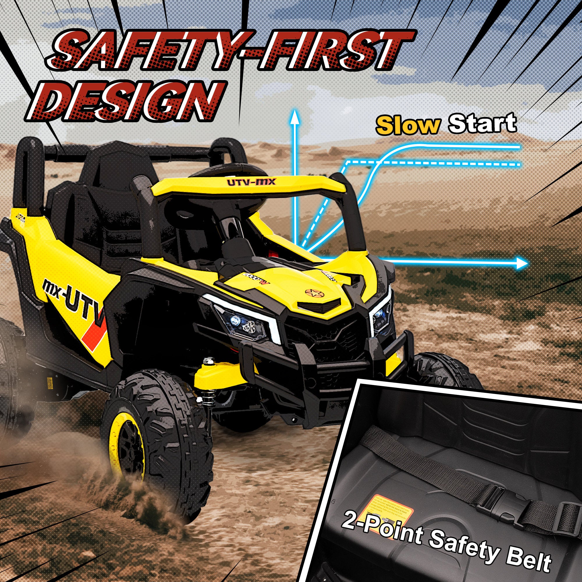 AIYAPLAY 12V Kids Electric Ride-On Car - Yellow