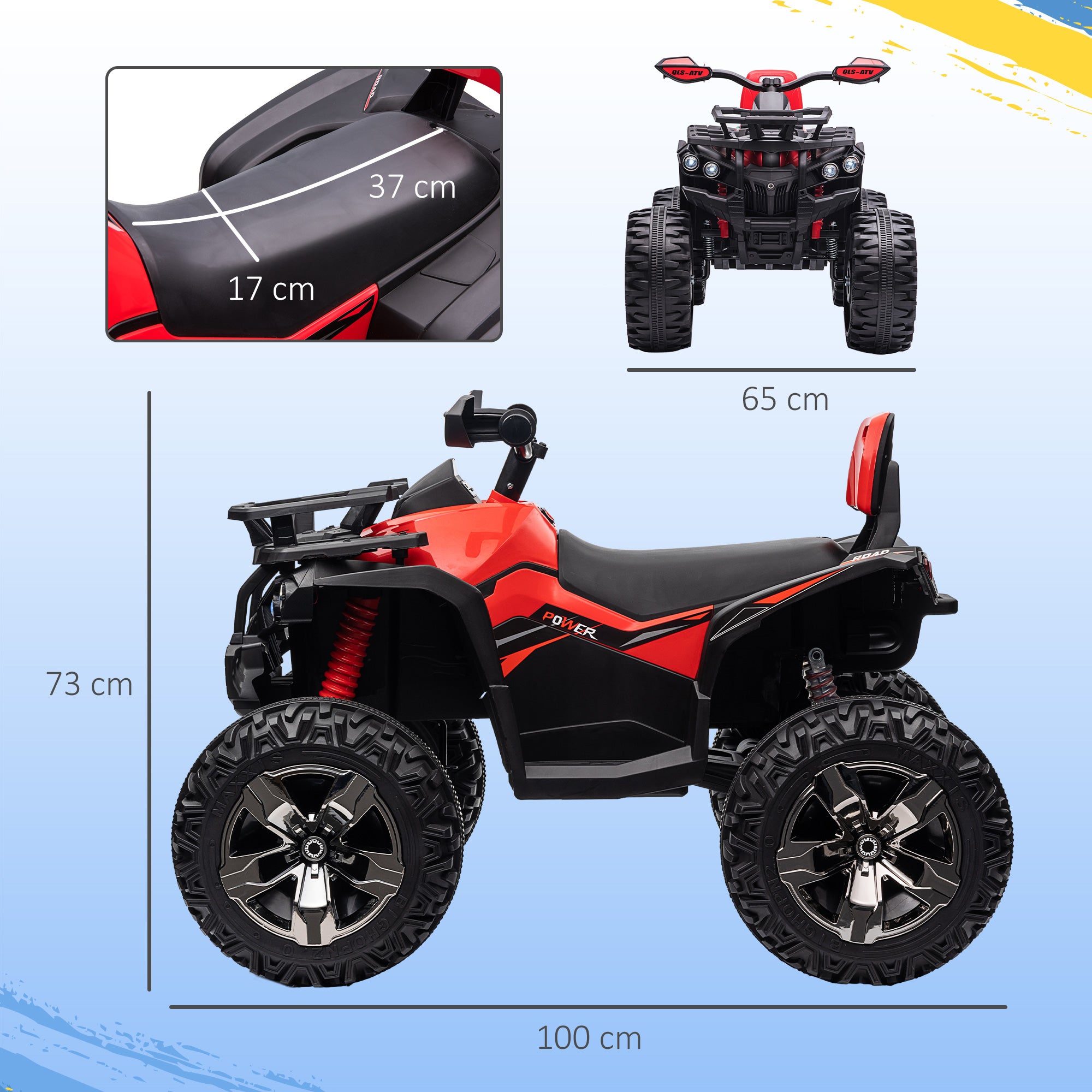 HOMCOM 12V Kids Electric Quad Bike - Red