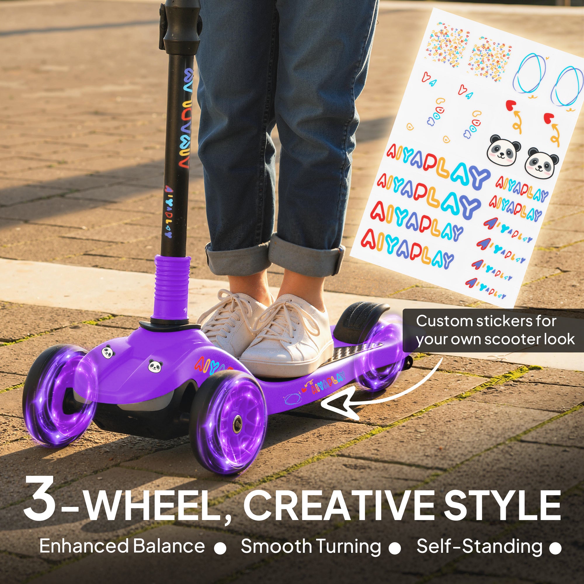 AIYAPLAY 3-Wheel Kids Electric Scooter