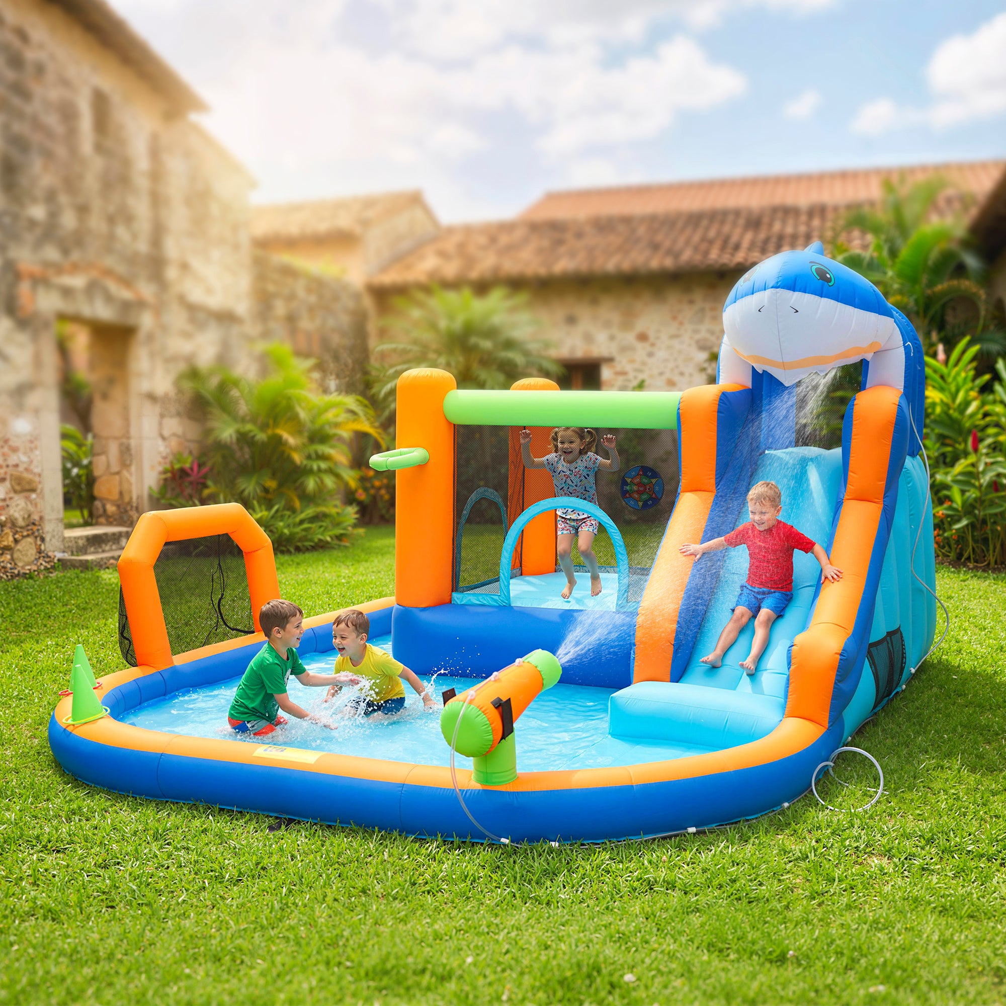 AIYAPLAY Shark Bounce House with Slide