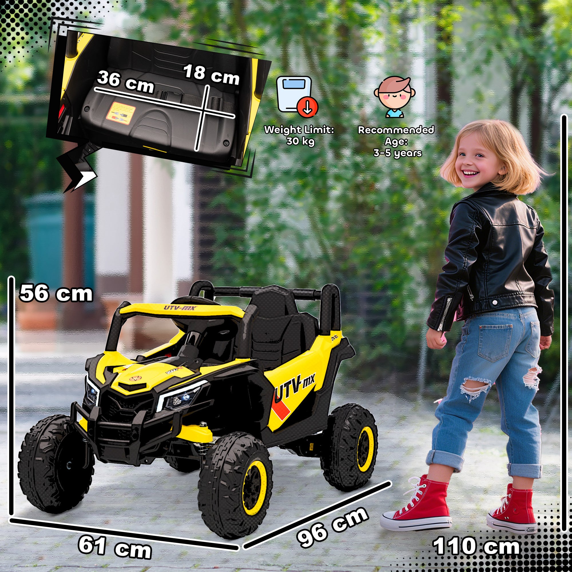 AIYAPLAY 12V Kids Electric Ride-On Car - Yellow
