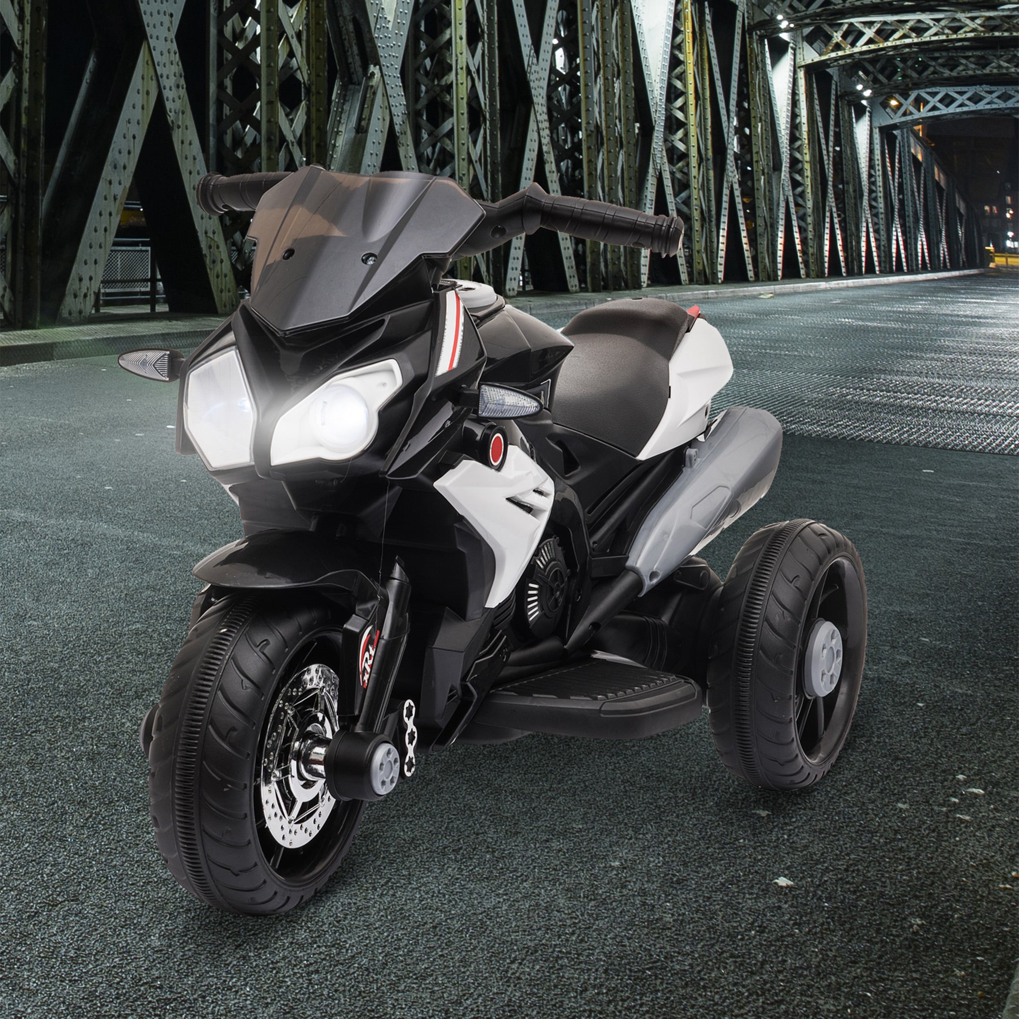 HOMCOM Kids Three-Wheel Electric Motorbike - Black