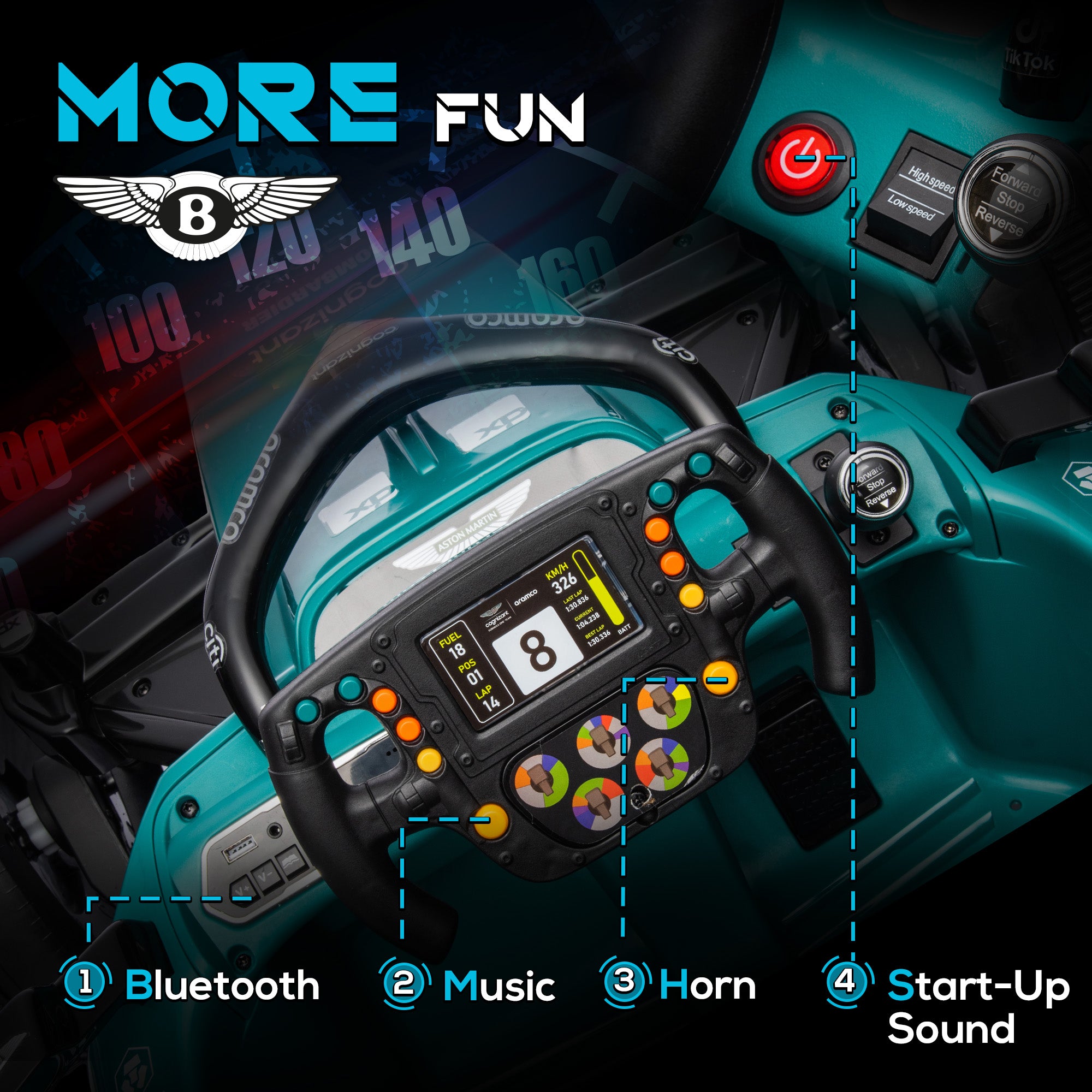 AIYAPLAY Aston Martin 12V Kids Ride-On Racing Kart