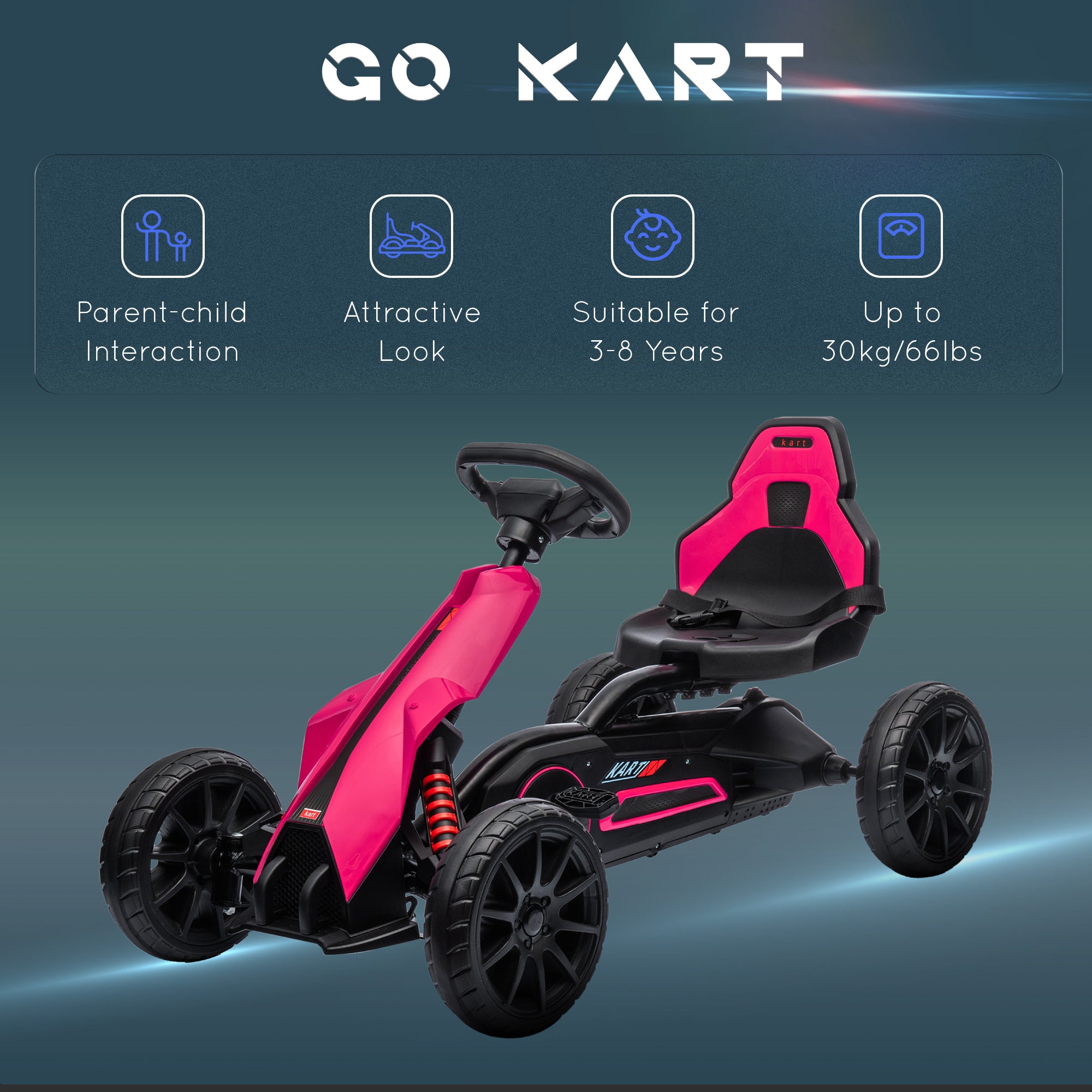 HOMCOM Kids Go Kart Adjustable Seat Handbrake