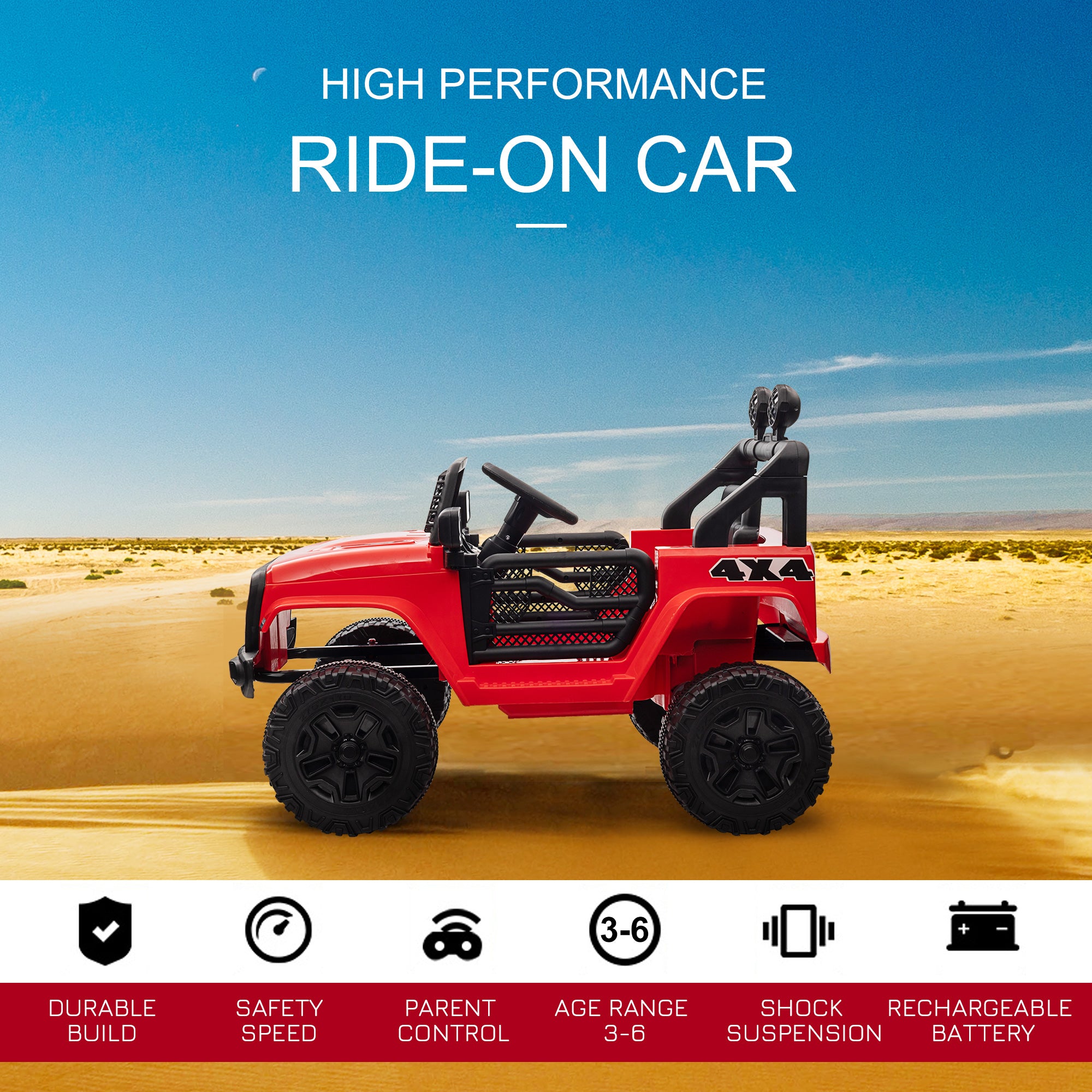 HOMCOM 12V Kids Off-Road Ride-On Car / Truck - Red