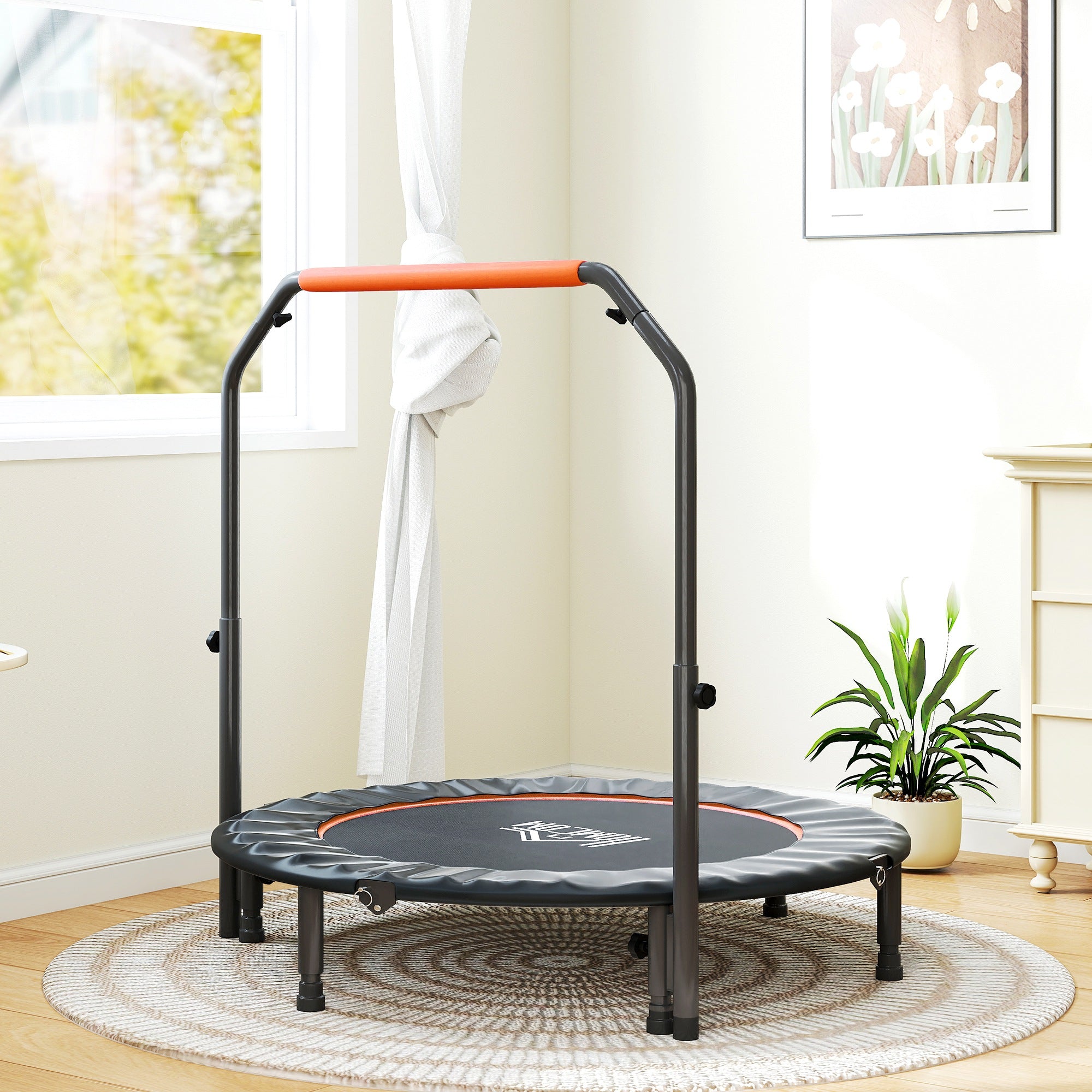 HOMCOM 48" Foldable Mini Fitness Trampoline - Black