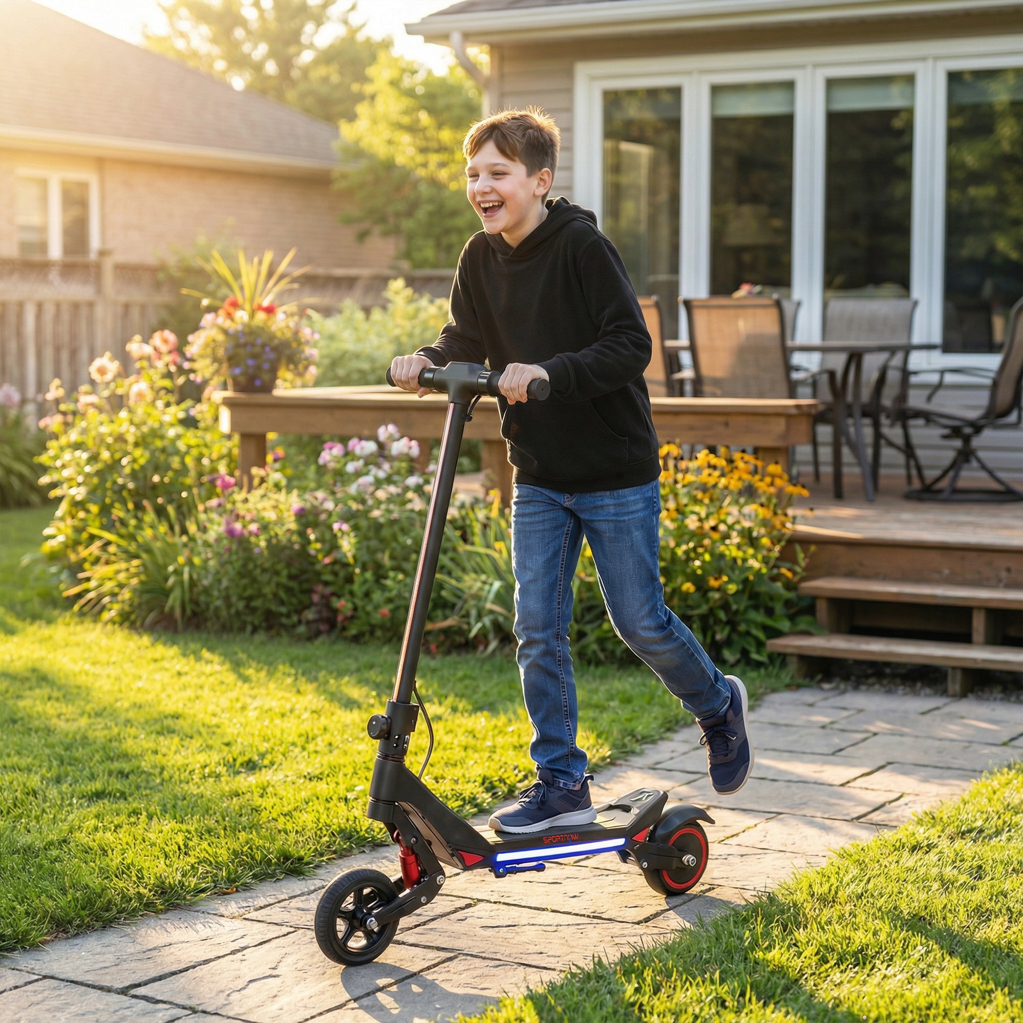 SPORTNOW Kids Foldable Electric Scooter with LED Display