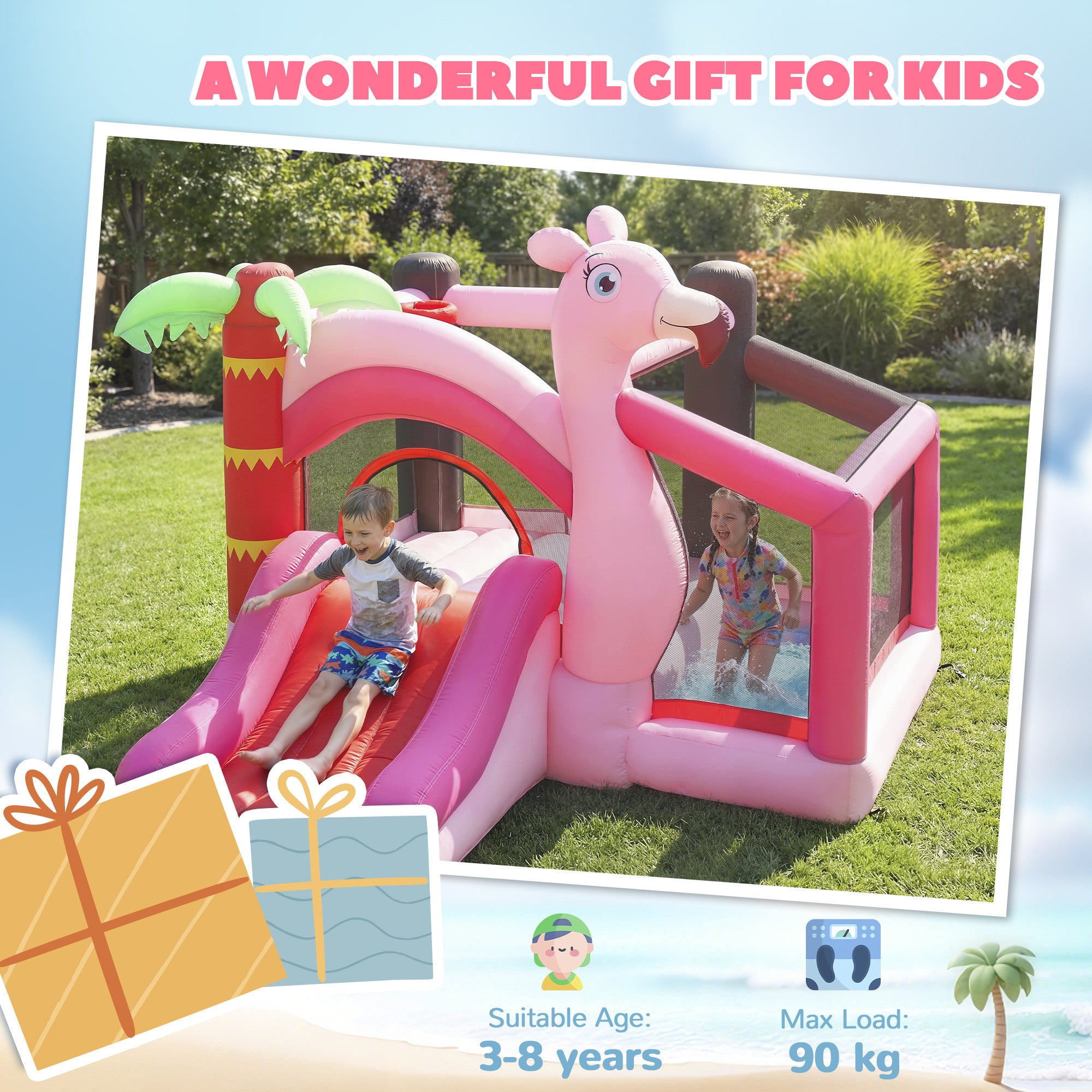 AIYAPLAY Bounce House with Ball Pit & Basketball Hoop