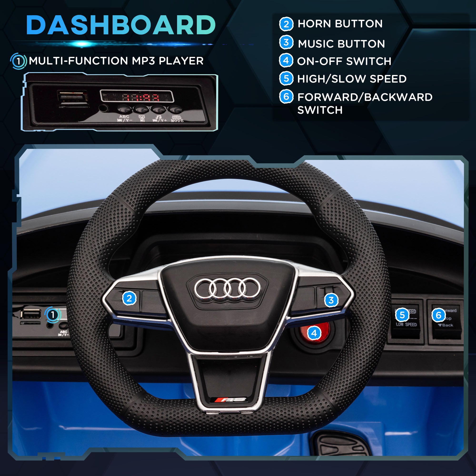 HOMCOM Audi 12V Kids Electric Ride-On Car