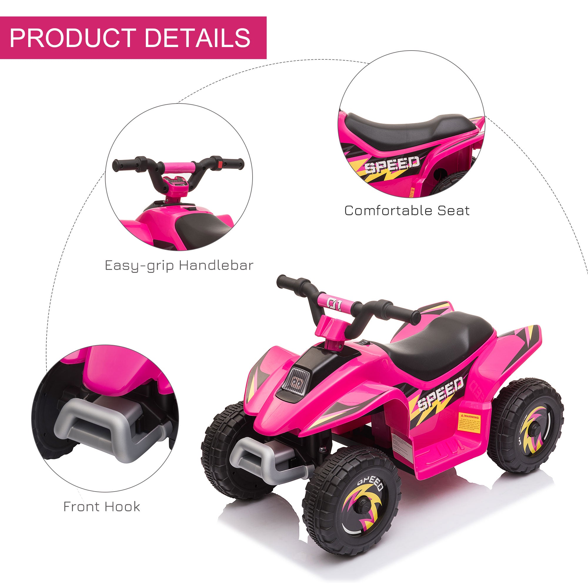 HOMCOM 6V Toddler Electric Ride-On / Quad Car - Pink