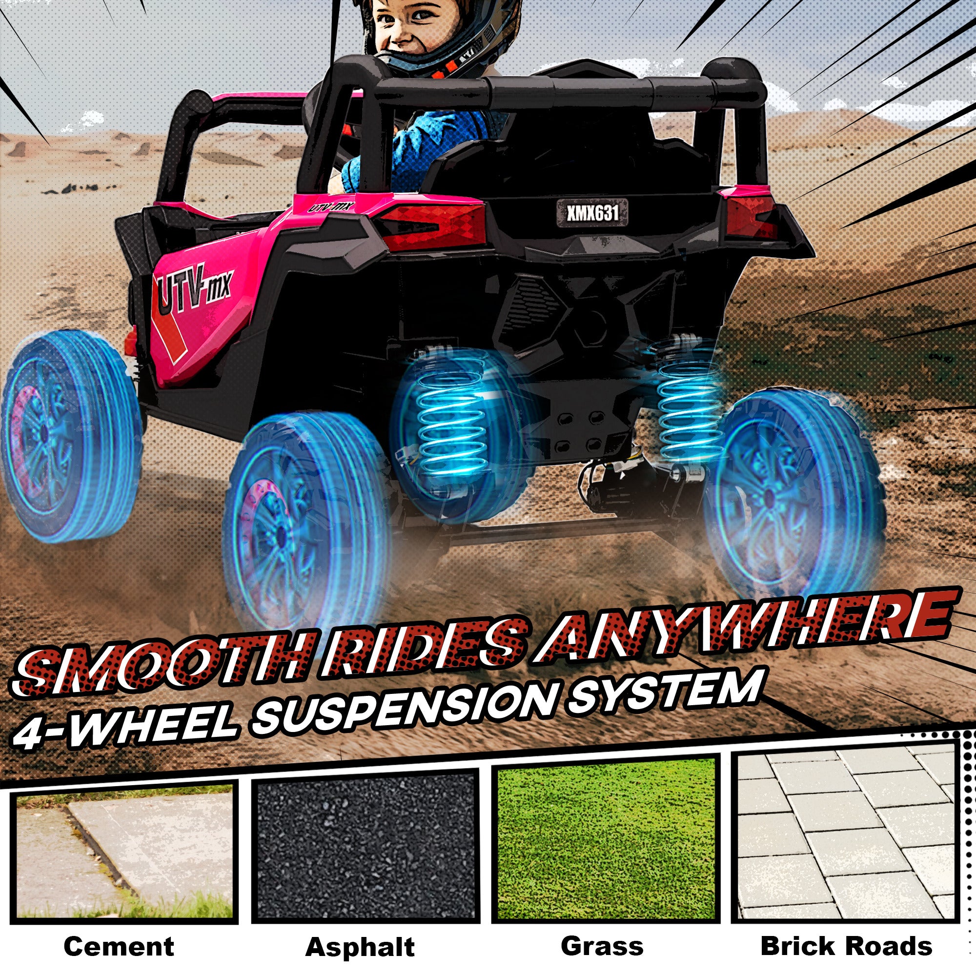 AIYAPLAY 12V Kids Electric Ride-On Car - Pink