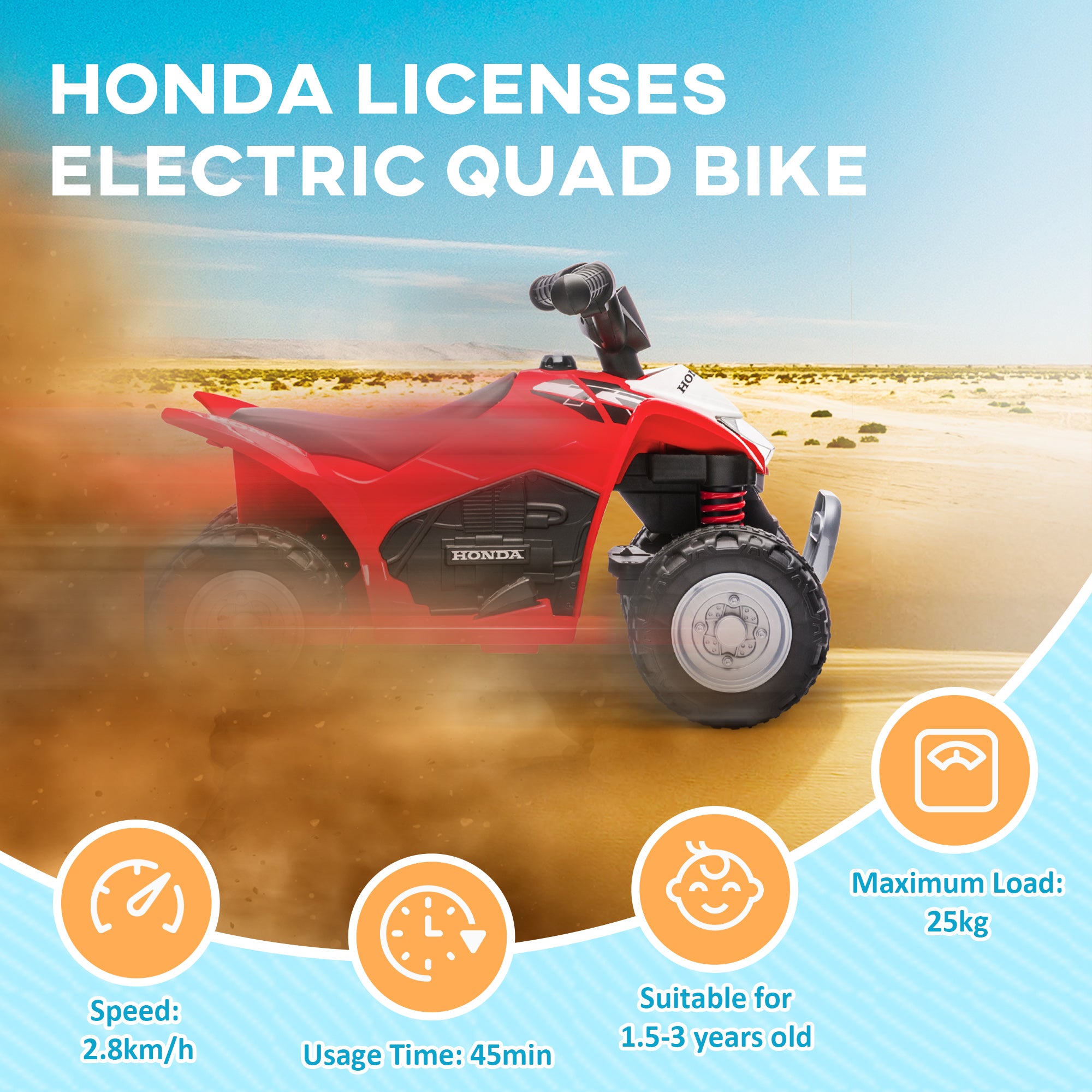 AIYAPLAY Honda 6V Kids Electric Quad Bike