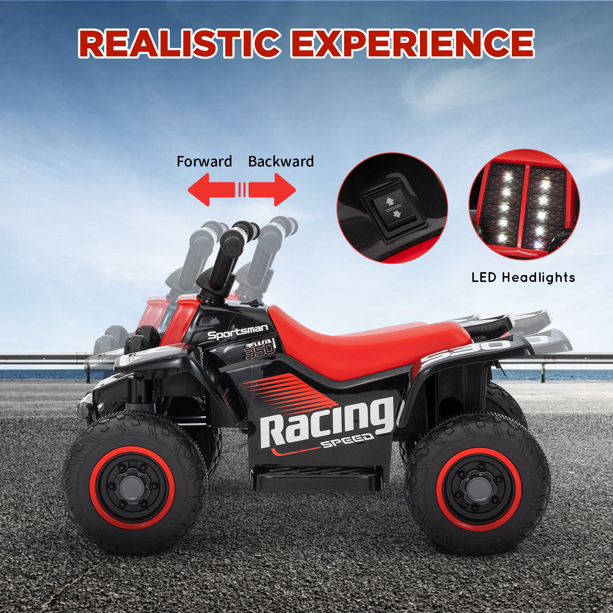 AIYAPLAY 6V Toddler Electric Quad Bike - Black