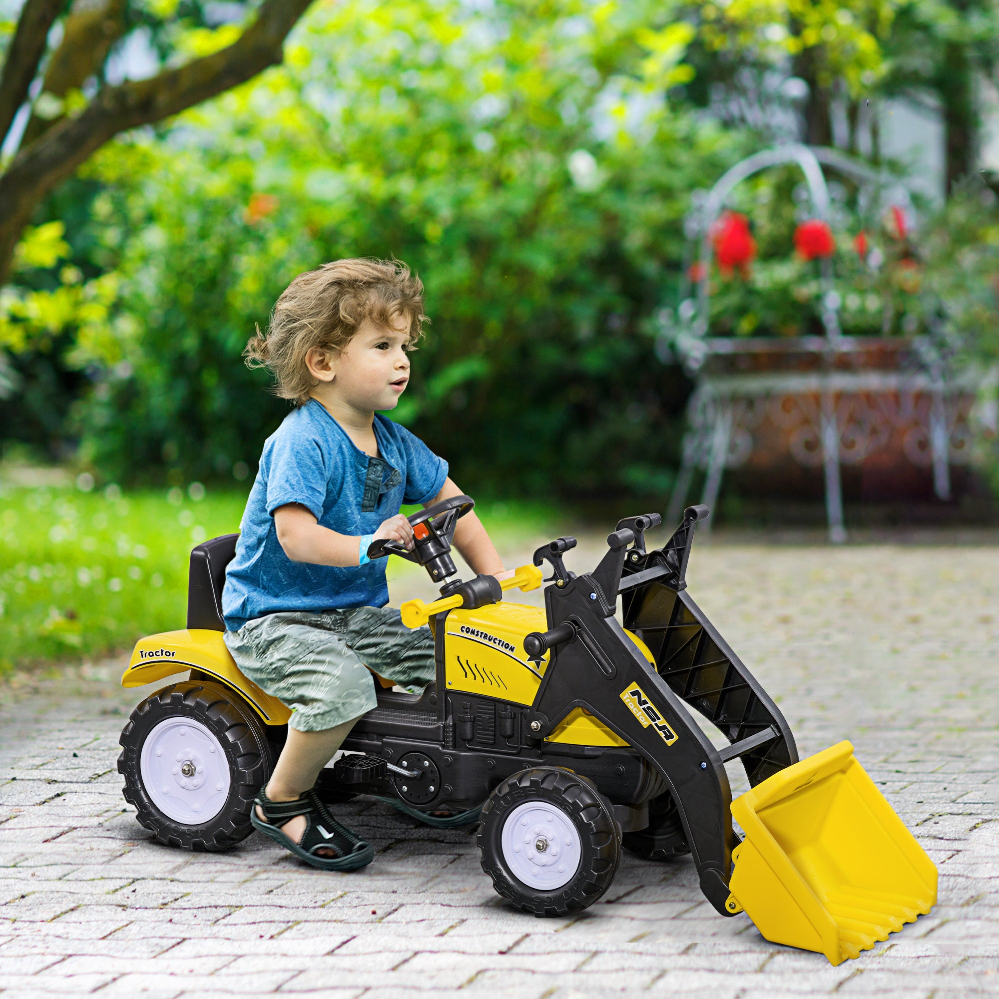 HOMCOM Pedal Go Kart Excavator Toy for 3 Years Old