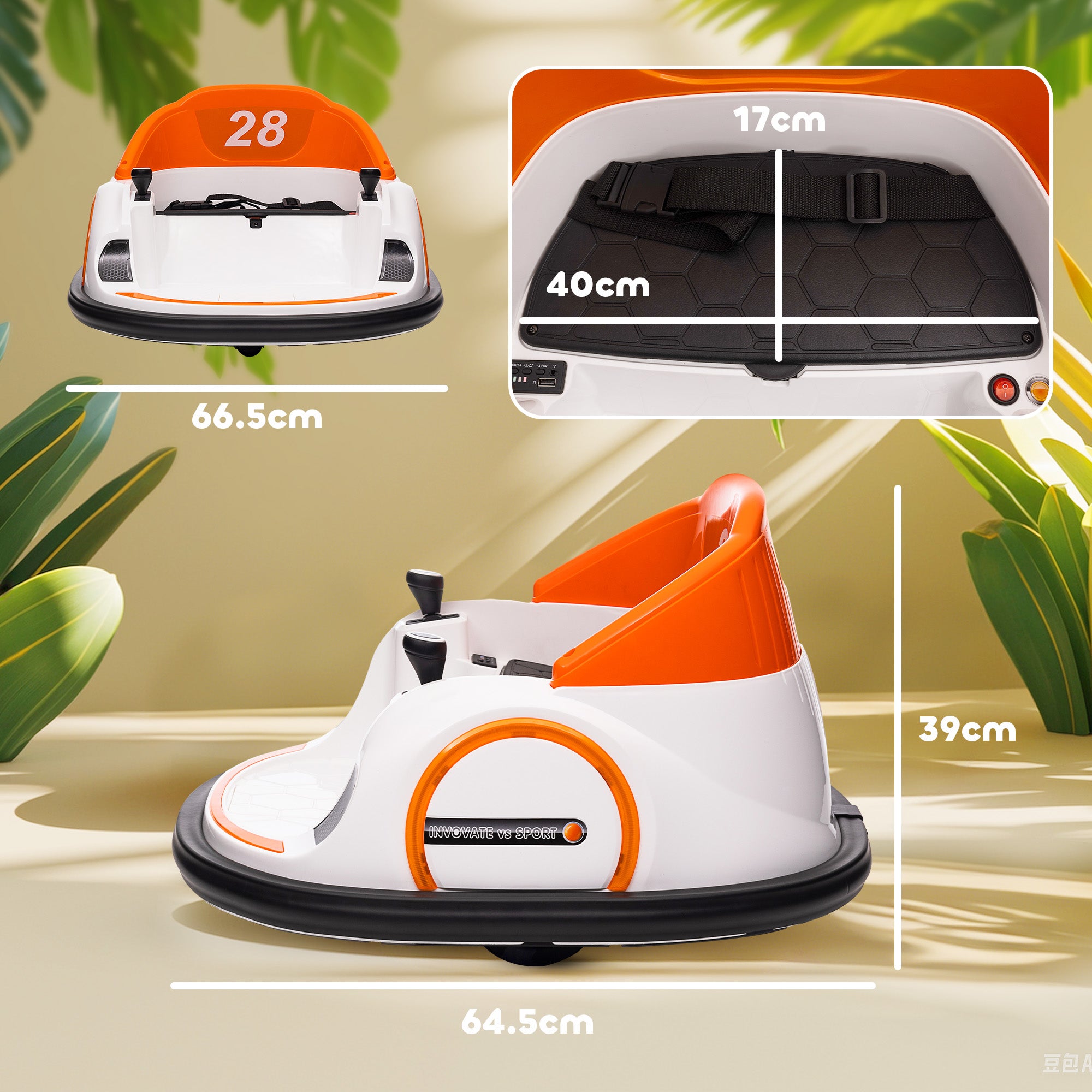 AIYAPLAY 12V Kids 360° Bumper Car with Remote