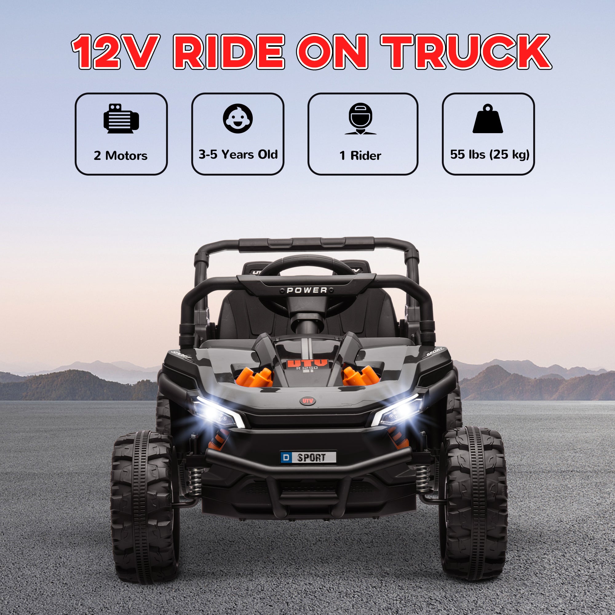 AIYAPLAY 12V Kids Ride-On Truck - Black