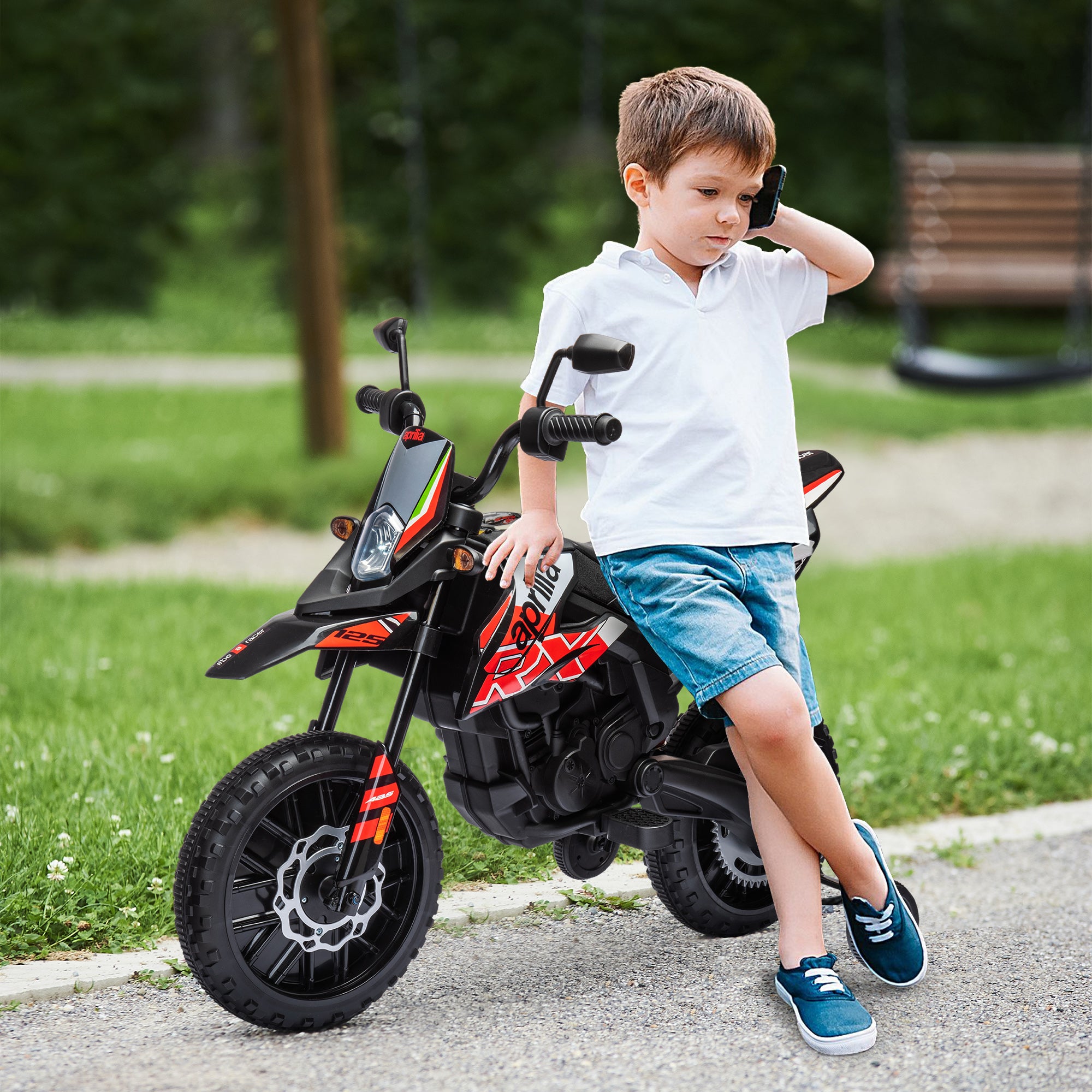 AIYAPLAY Aprilia 12V Kids Electric Motorbike - Red/Black