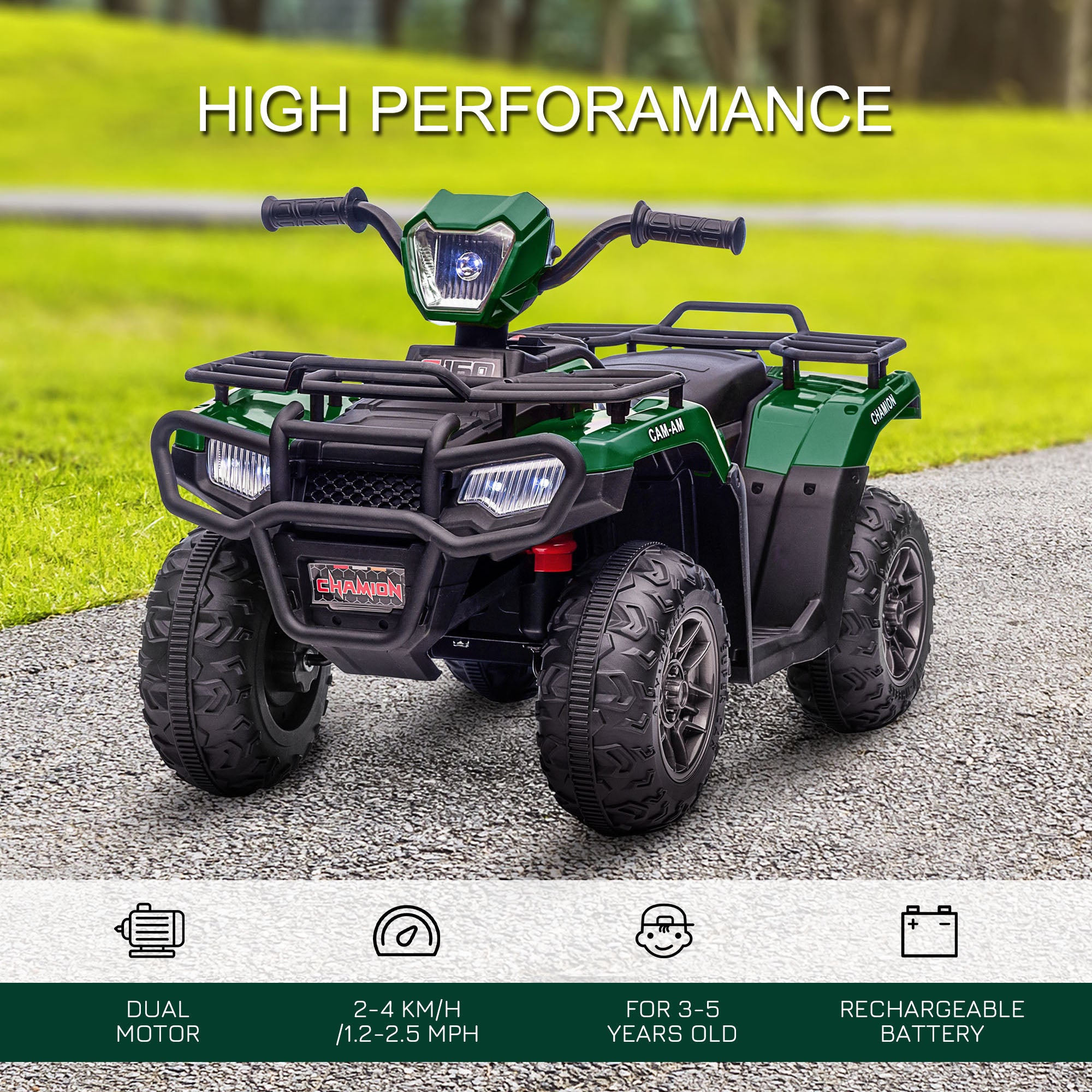HOMCOM 12V Kids Electric Quad Bike - Green