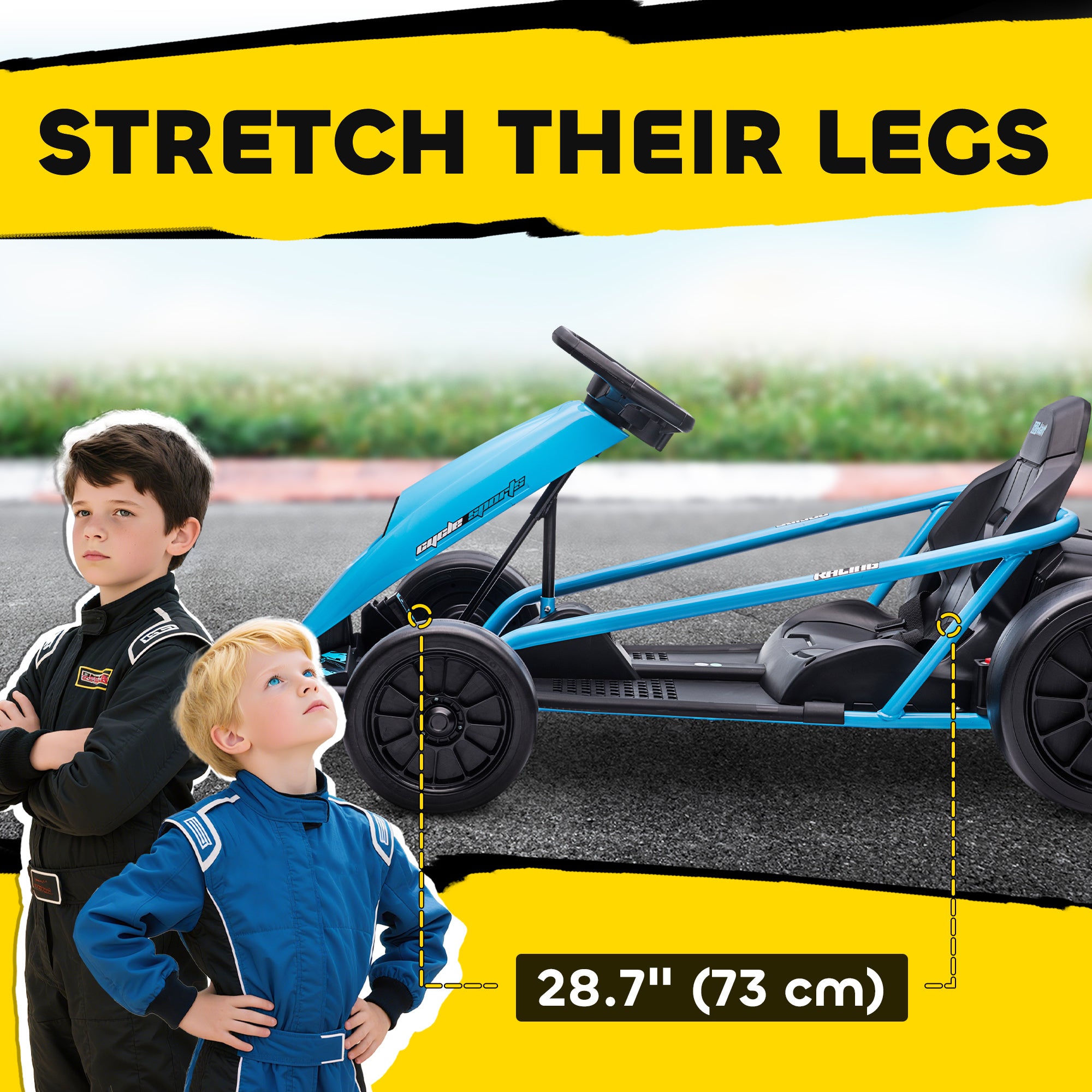HOMCOM 24V Electric Go Kart for Kids Drift Ride-On Racing Go Kart with 2 Speeds