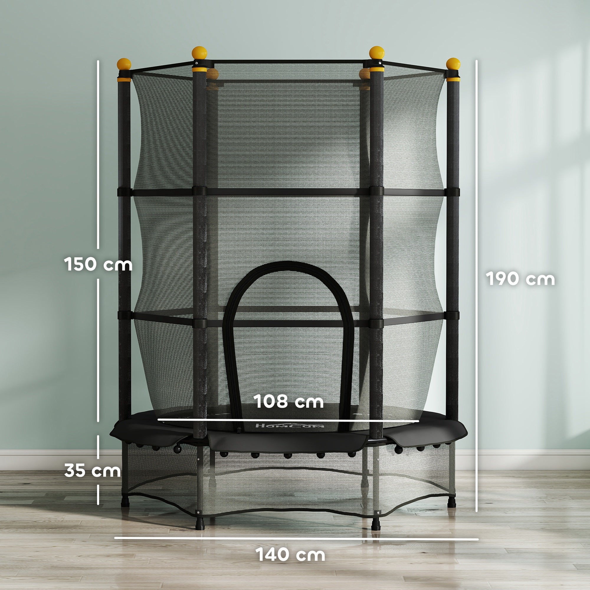 HOMCOM 4.6FT/55" Kids Trampoline with Enclosure Net, Outdoor Indoor Use, for Ages 3-10 Years 3
