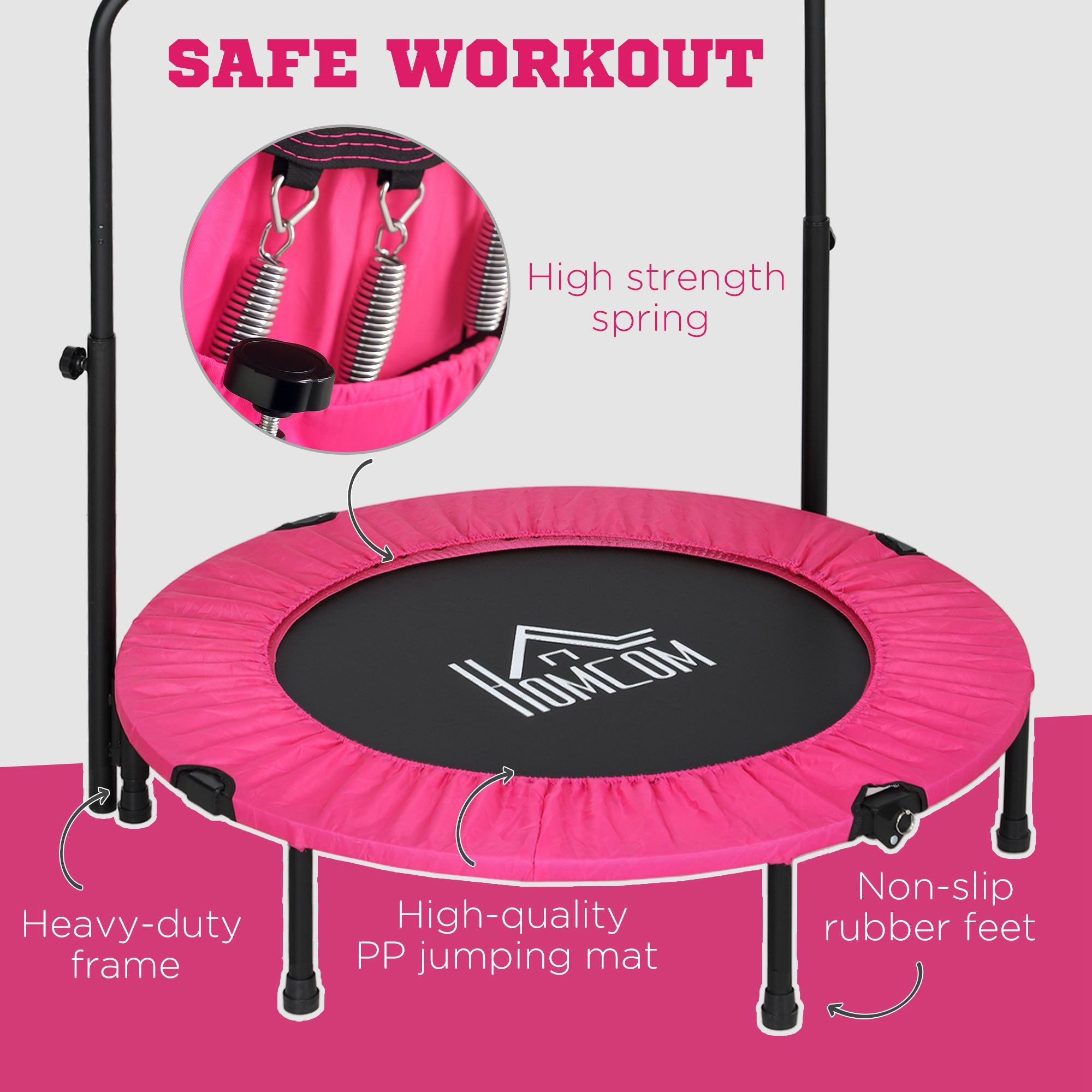 HOMCOM 40" Foldable Mini Fitness Trampoline - Black