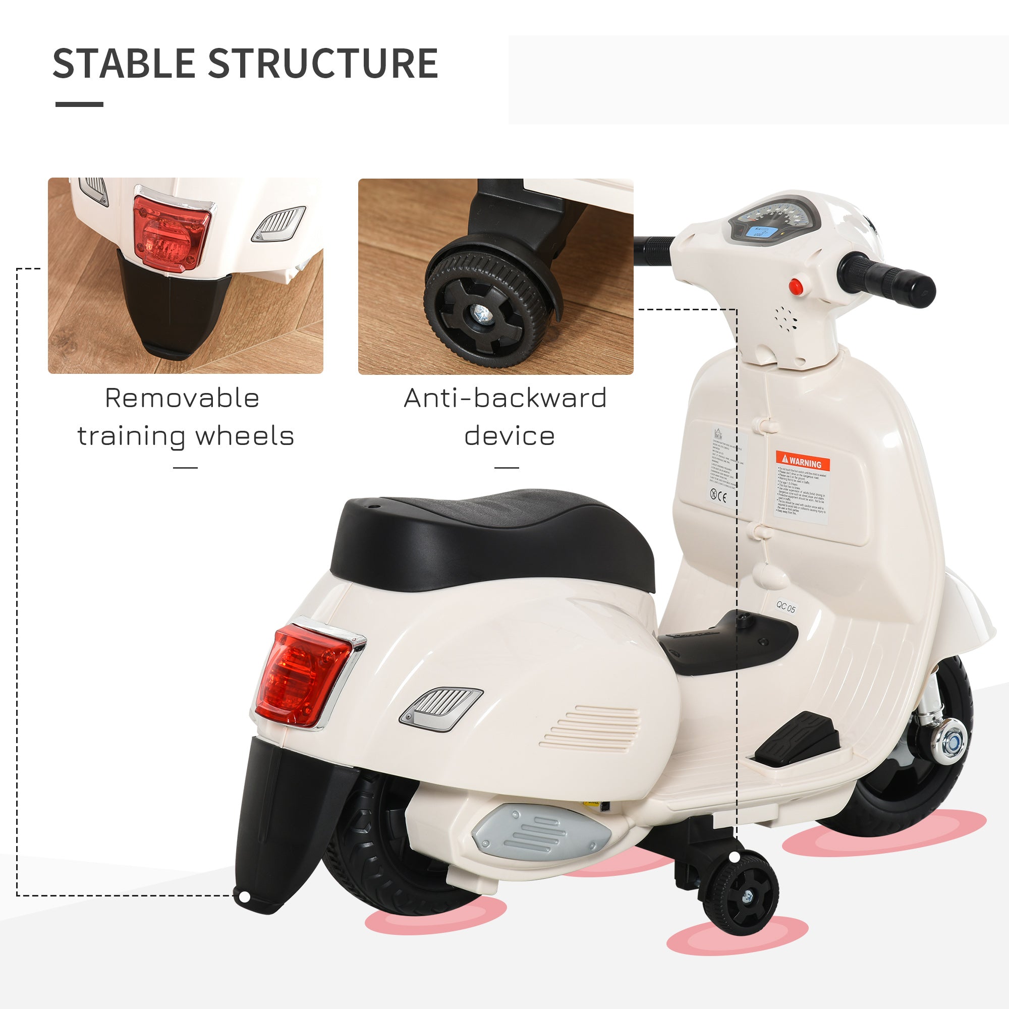 HOMCOM Vespa 6V Kids Electric Motorbike