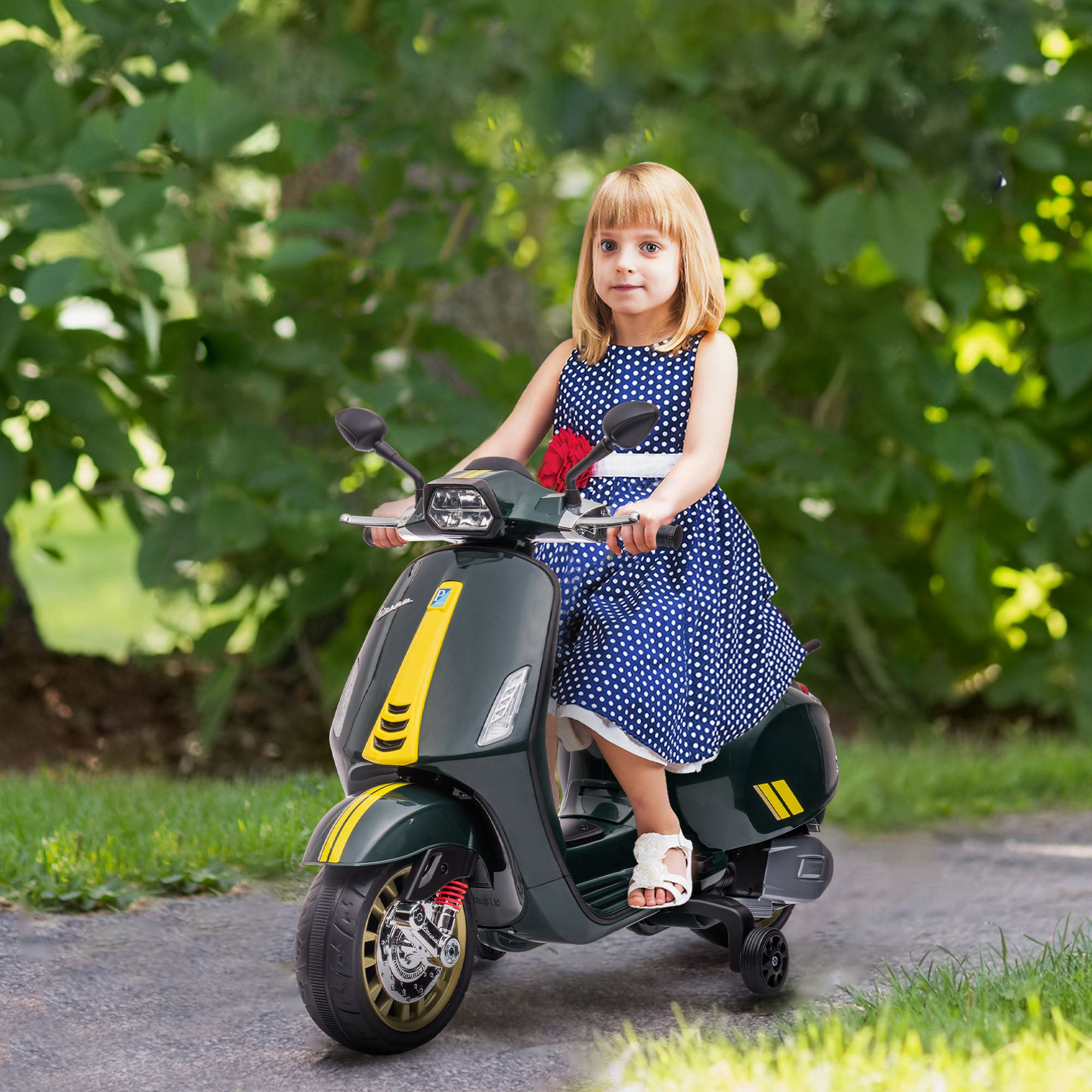 AIYAPLAY Vespa 12V Kids Electric Motorbike - Dark Grey