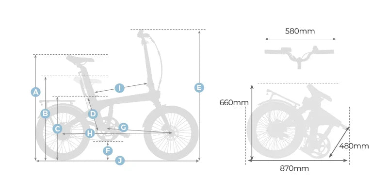 ADO Air Carbon Pro Folding Electric Bike dimensions