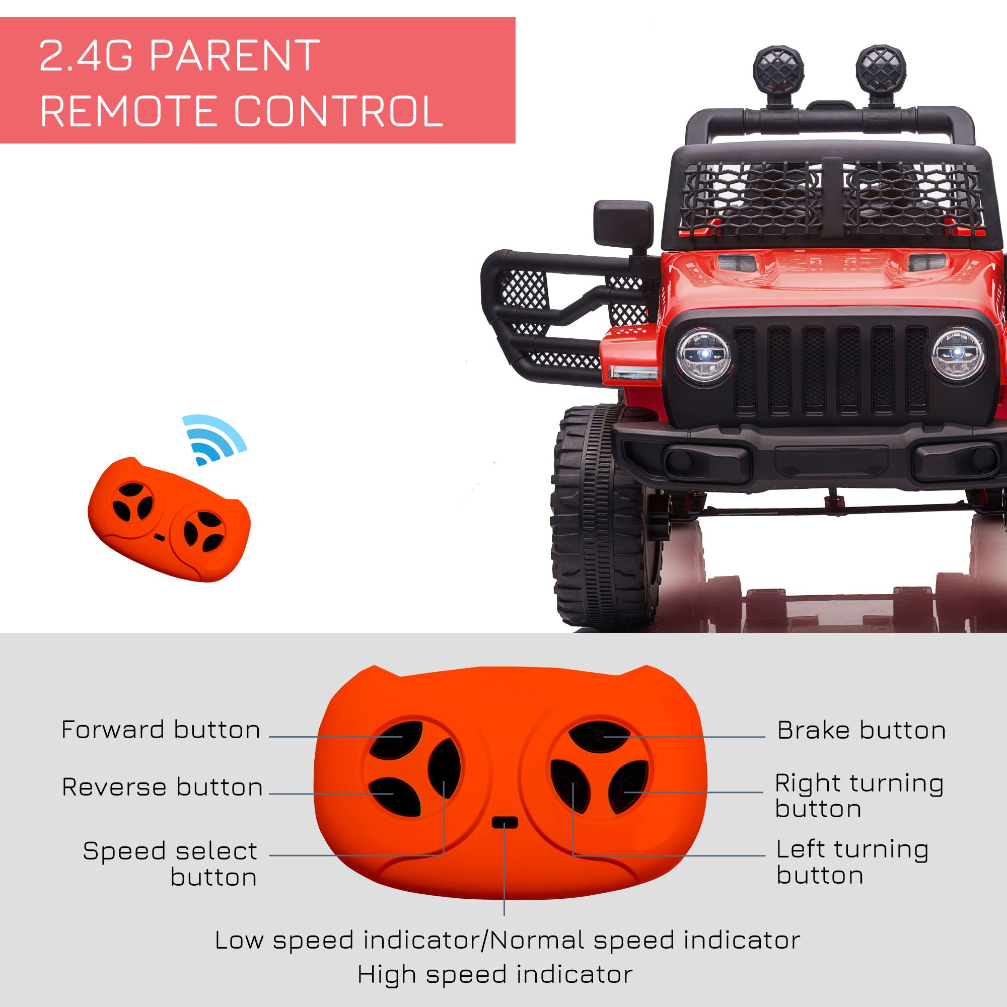 HOMCOM 12V Kids Off-Road Ride-On Car / Truck - Red