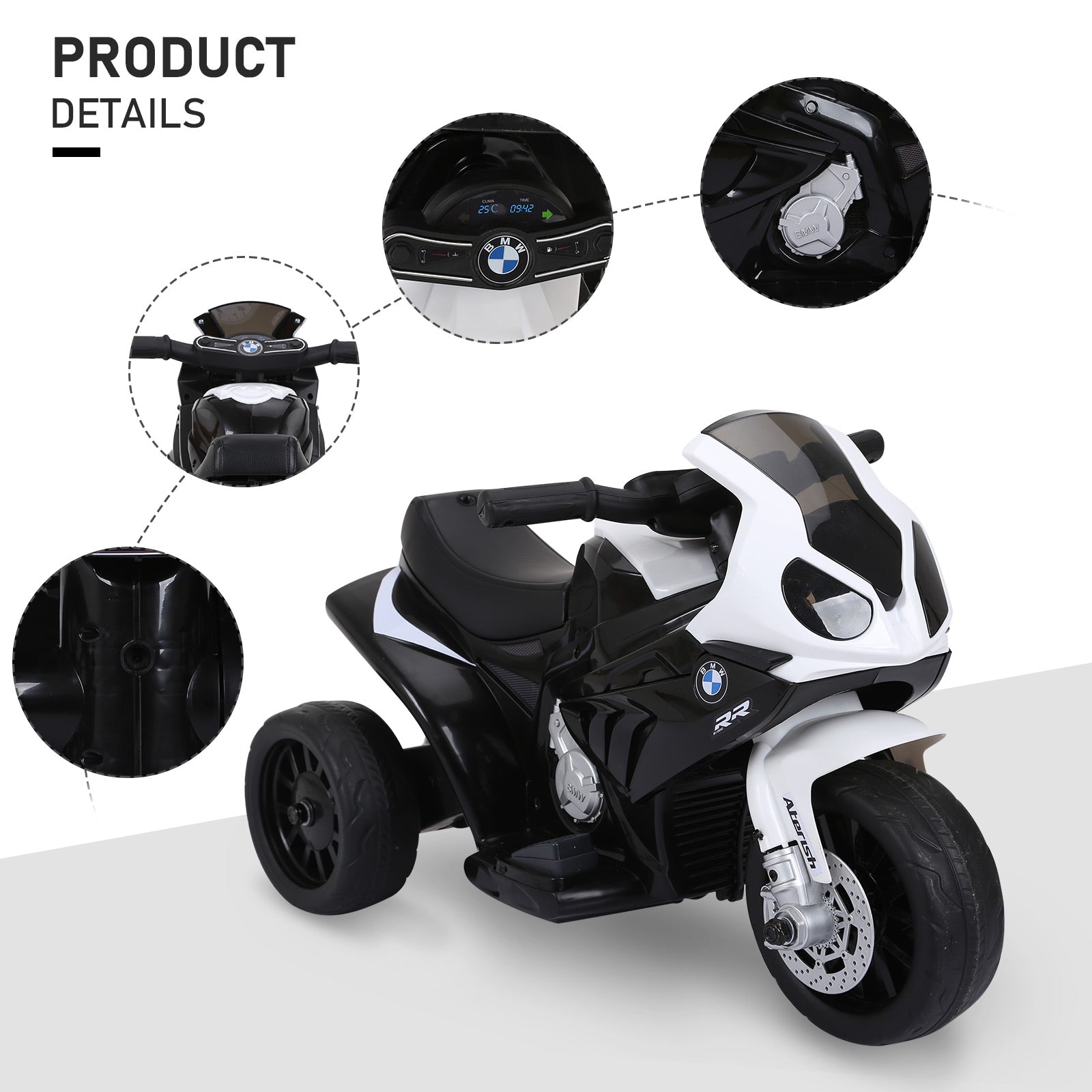 HOMCOM BMW 6V Kids Electric Motorbike - Black