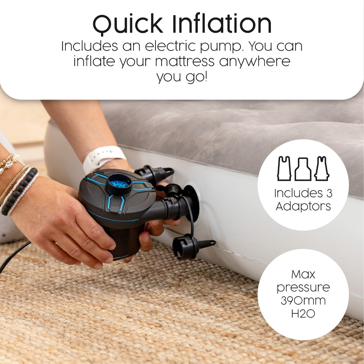 Bestway Air Mattress Full with Handheld AC Pump