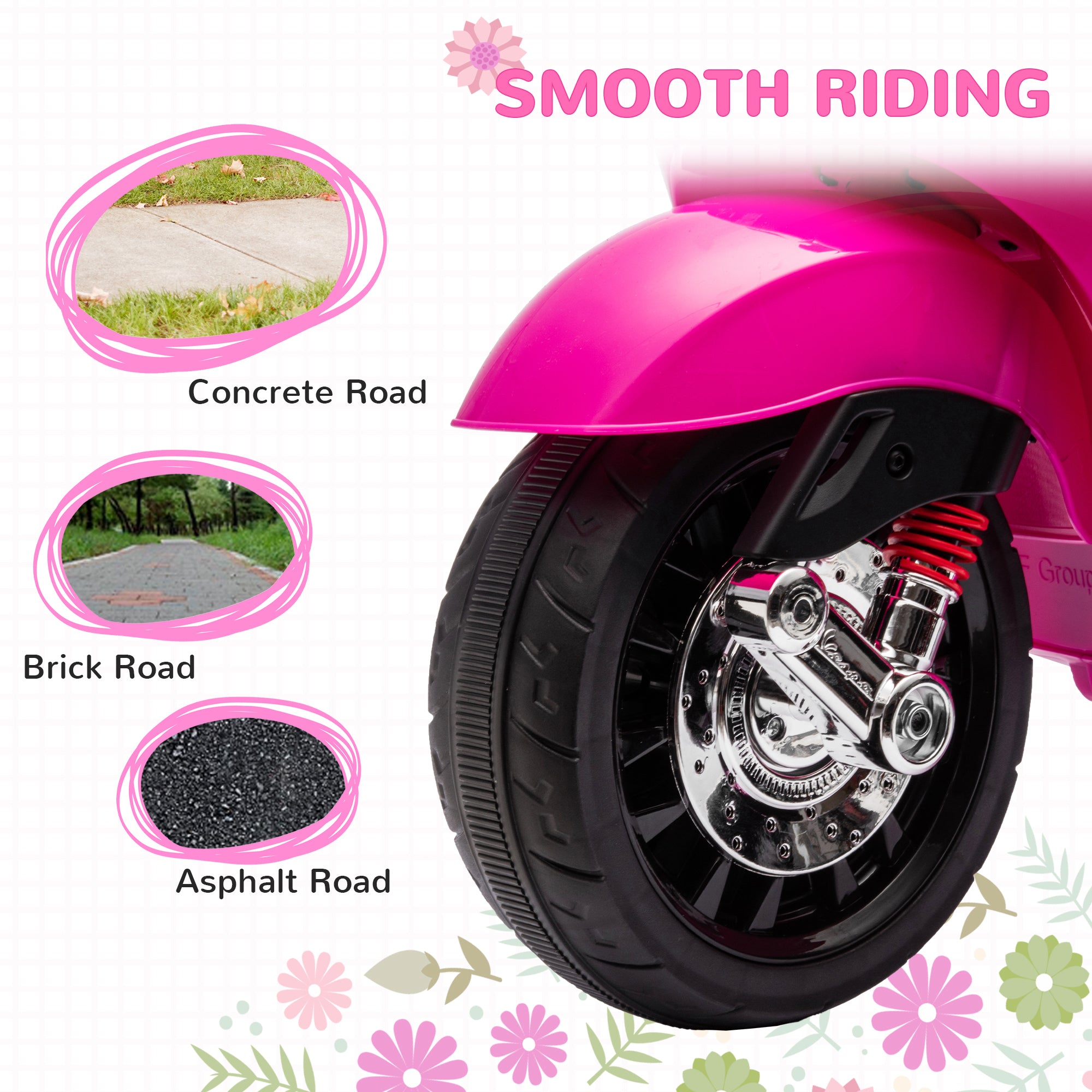 AIYAPLAY Vespa 12V Kids Electric Motorbike - Pink