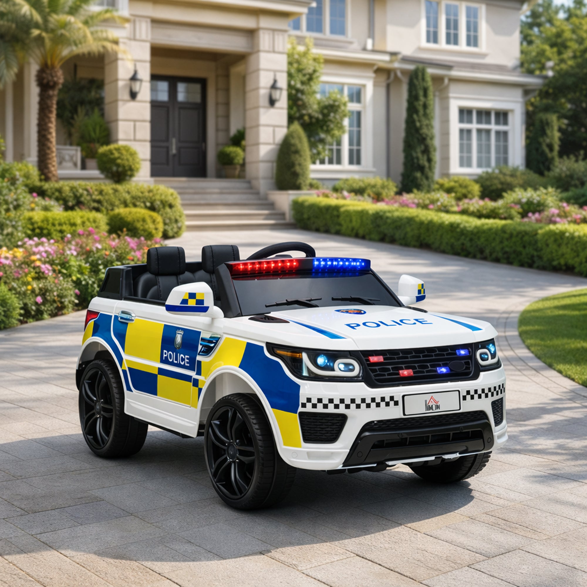 HOMCOM 12V Kids Electric Police Car with Remote