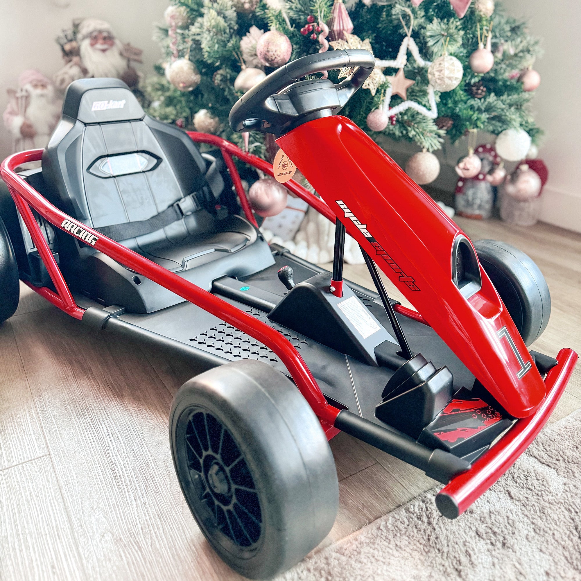 HOMCOM 24V Electric Go Kart for Kids Drift Ride-On Racing Go Kart with 2 Speeds