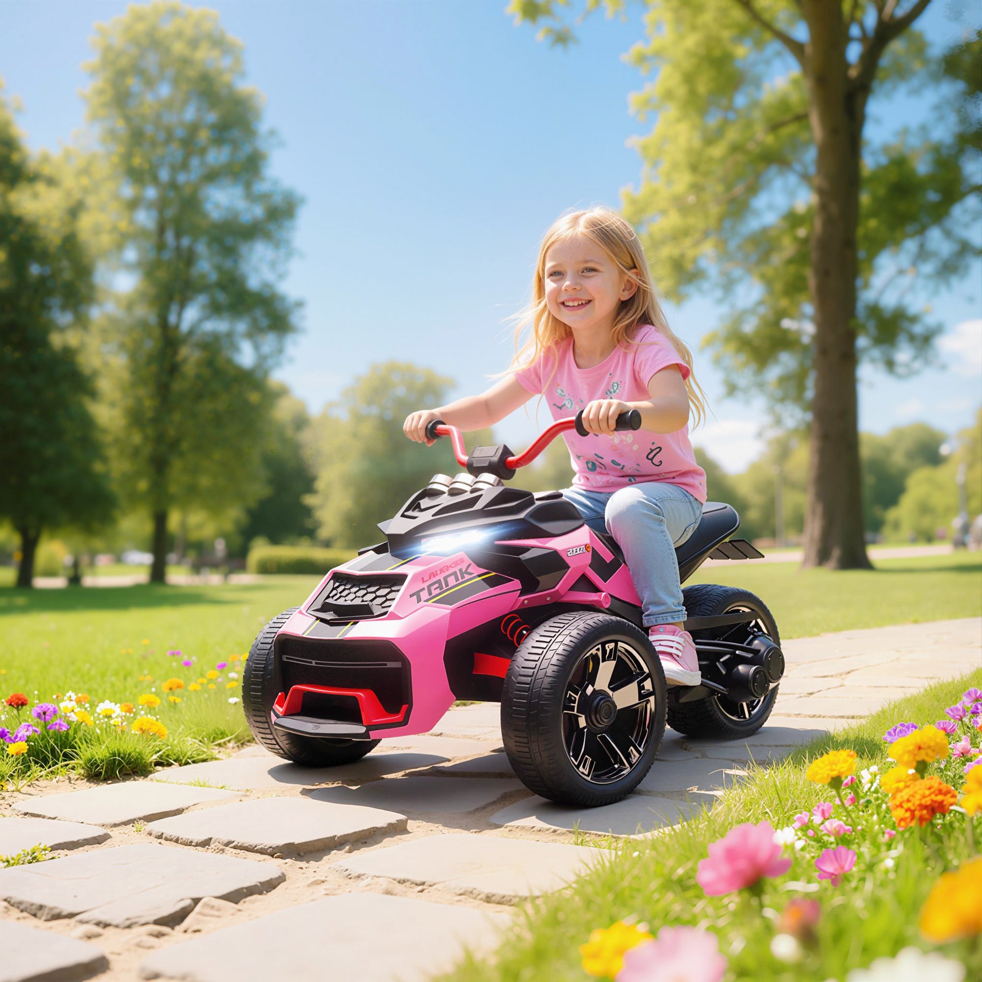 AIYAPLAY 12V Three-Wheel Kids Electric Car - Black