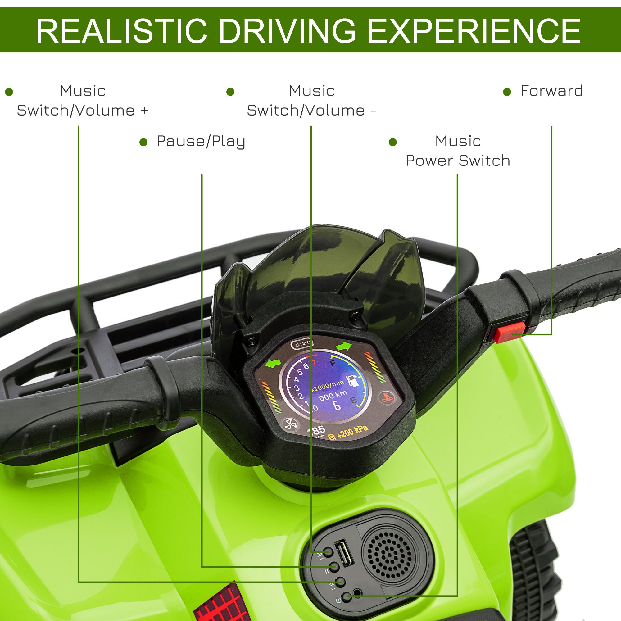 HOMCOM 6V Toddler Electric Quad Bike - Green