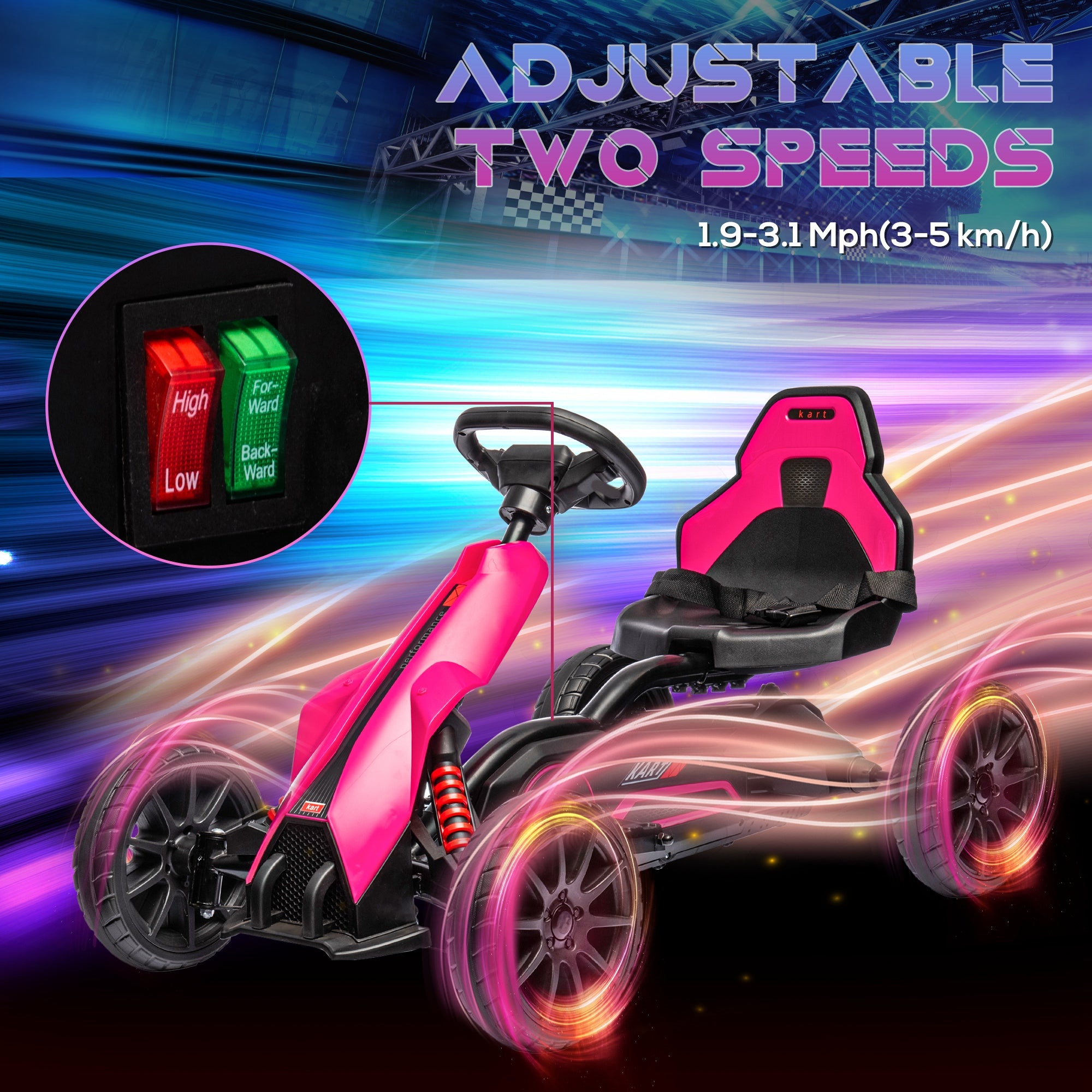 HOMCOM 12V Kids Electric Go-Kart - Pink