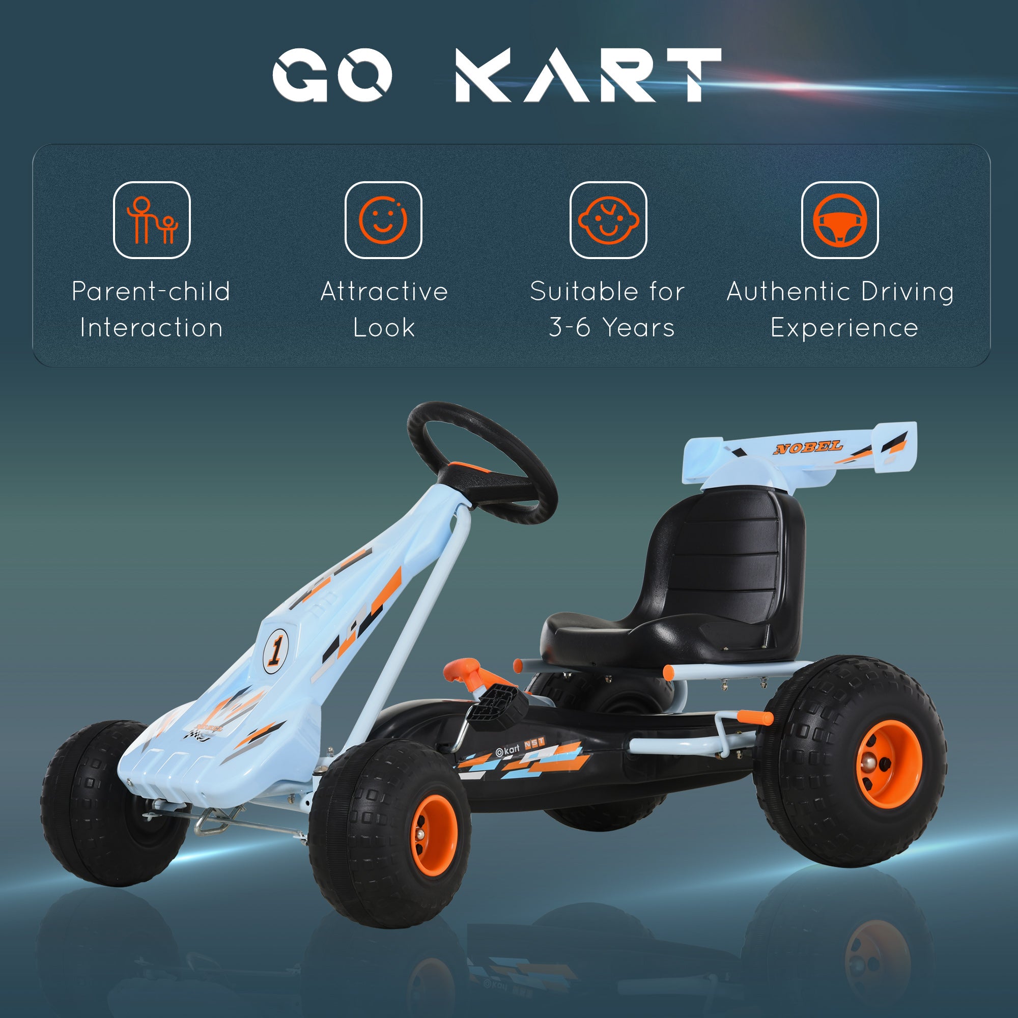 HOMCOM Kids Pedal Go Kart Adjustable Seat 97x66cm