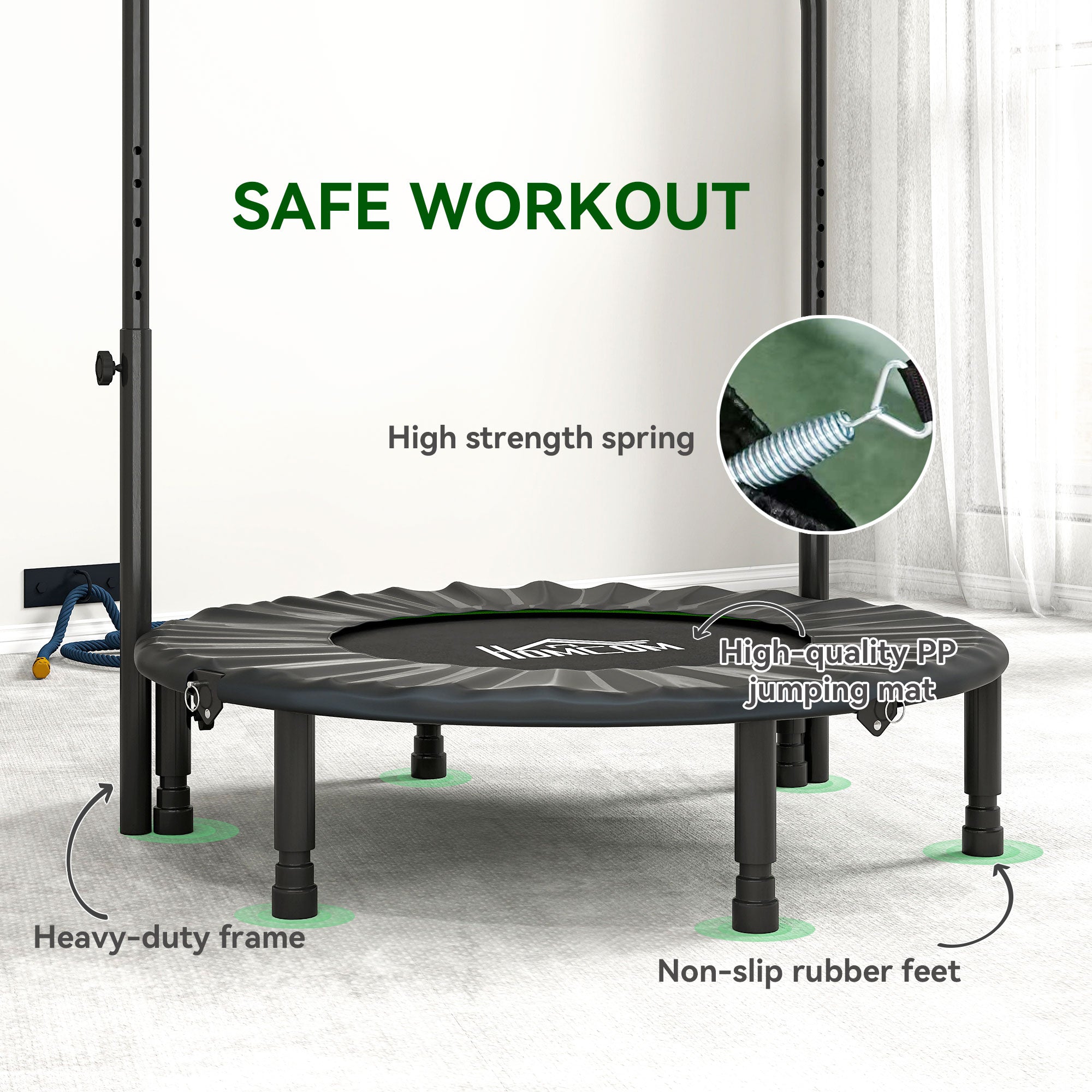 HOMCOM 40" Foldable Mini Fitness Trampoline - Black