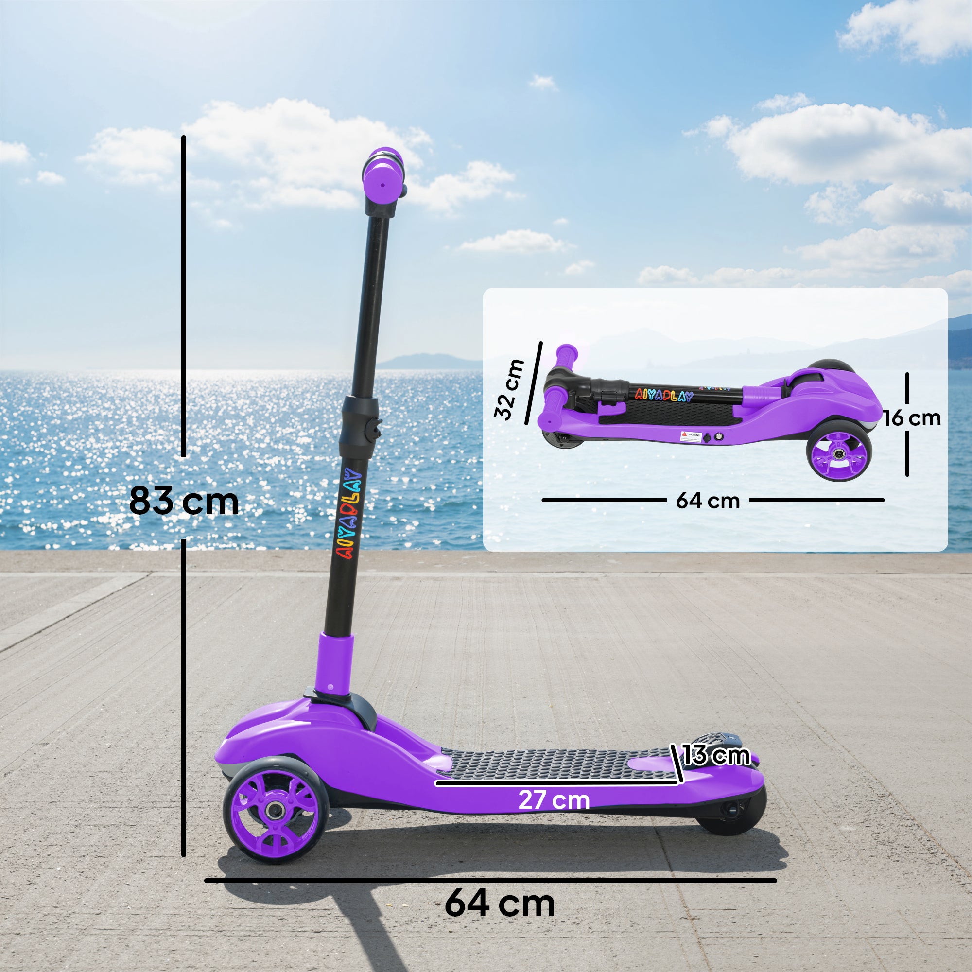 AIYAPLAY 3-Wheel Kids Electric Scooter