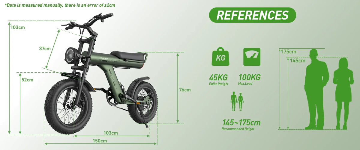 JANSNO X90 Fat Tyre Electric Bike dimensions
