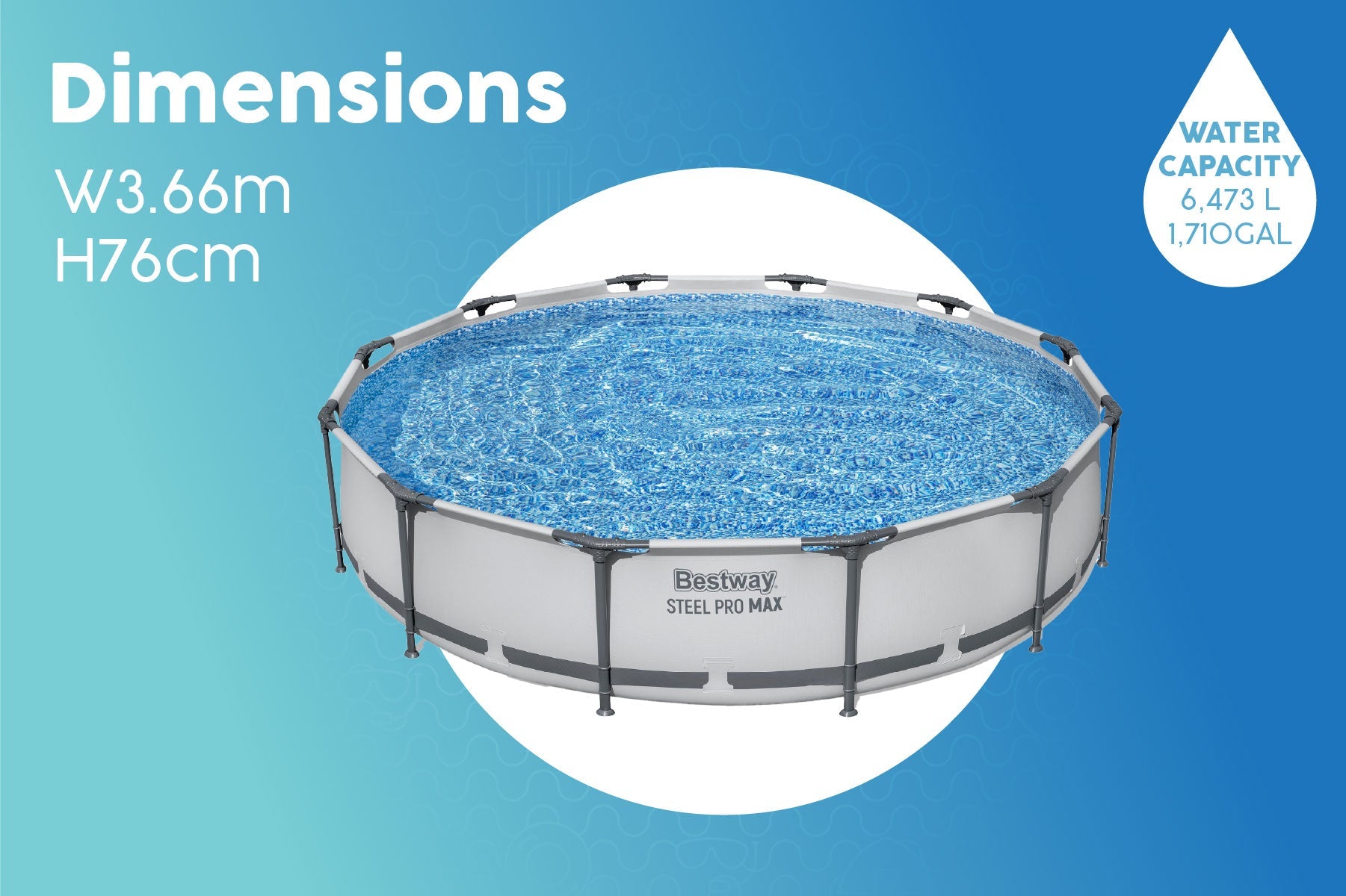 Bestway 12' x 39.5" Steel Pro Frame Pool Set - official Bestway gallery image 7