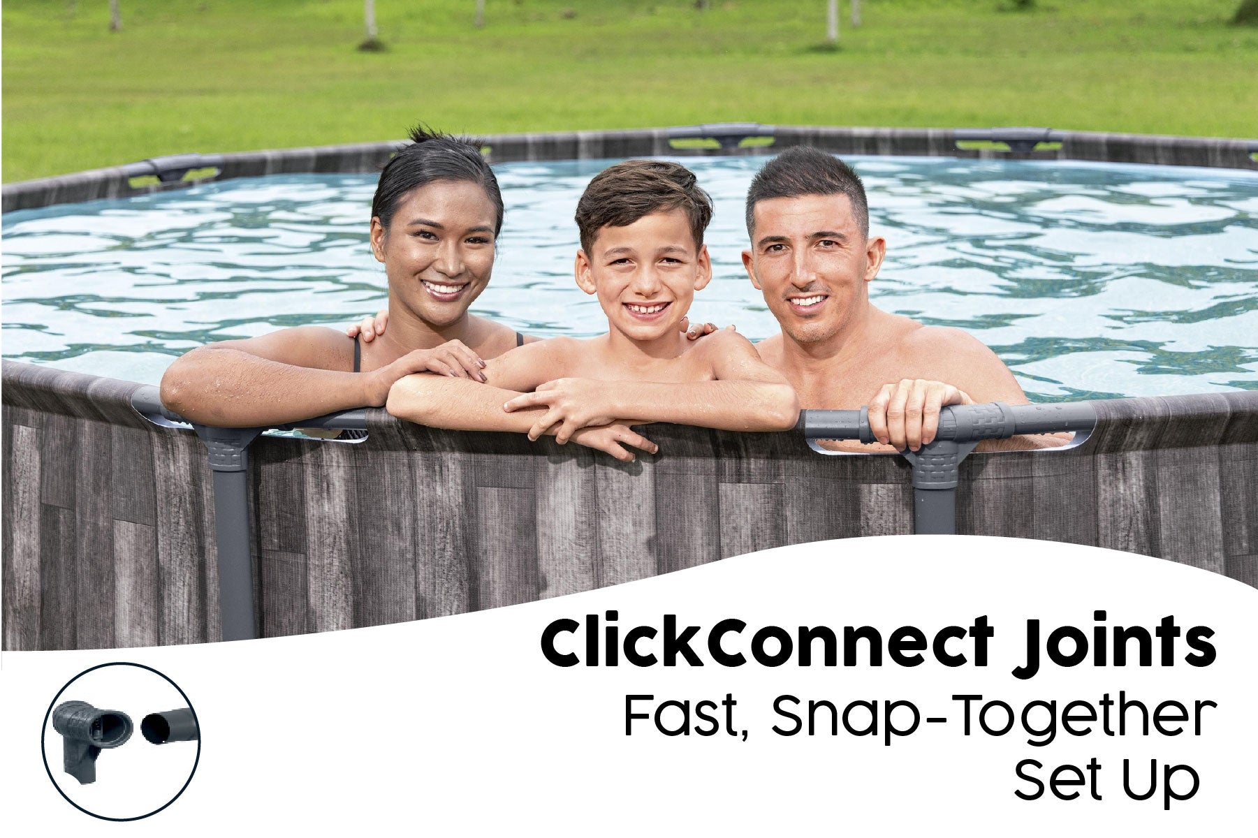 Bestway Steel Pro Max 14ft x 42in Wood Print Pool - ClickConnect joints setup