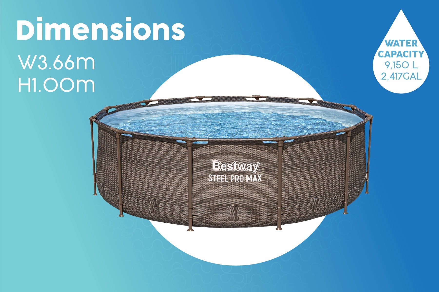 Bestway 12' x 39.5" Steel Pro Deluxe Pool Set - official Bestway gallery image 8