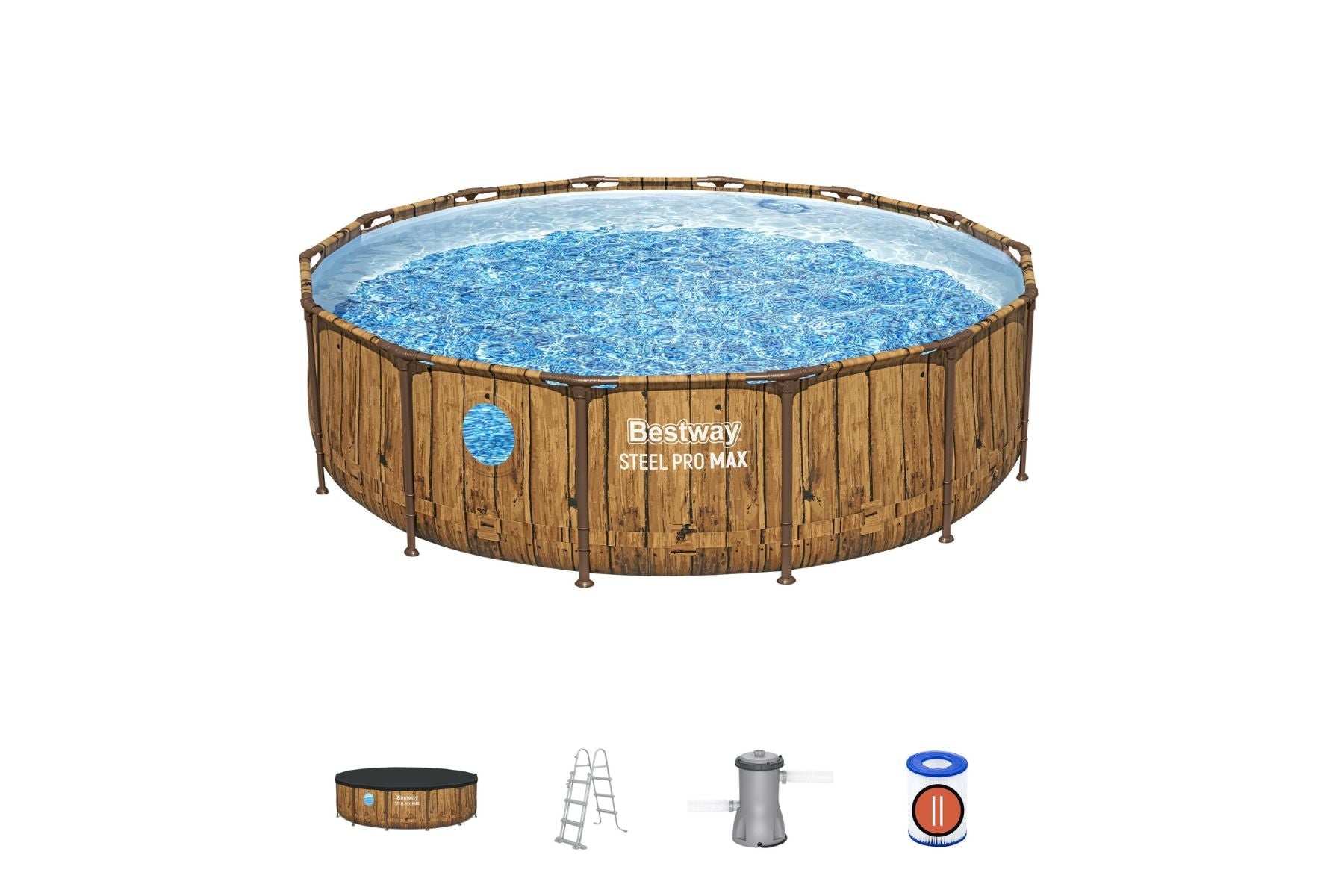 Bestway 14ft x 42in Steel Pro MAX Splashview Round Pool Set